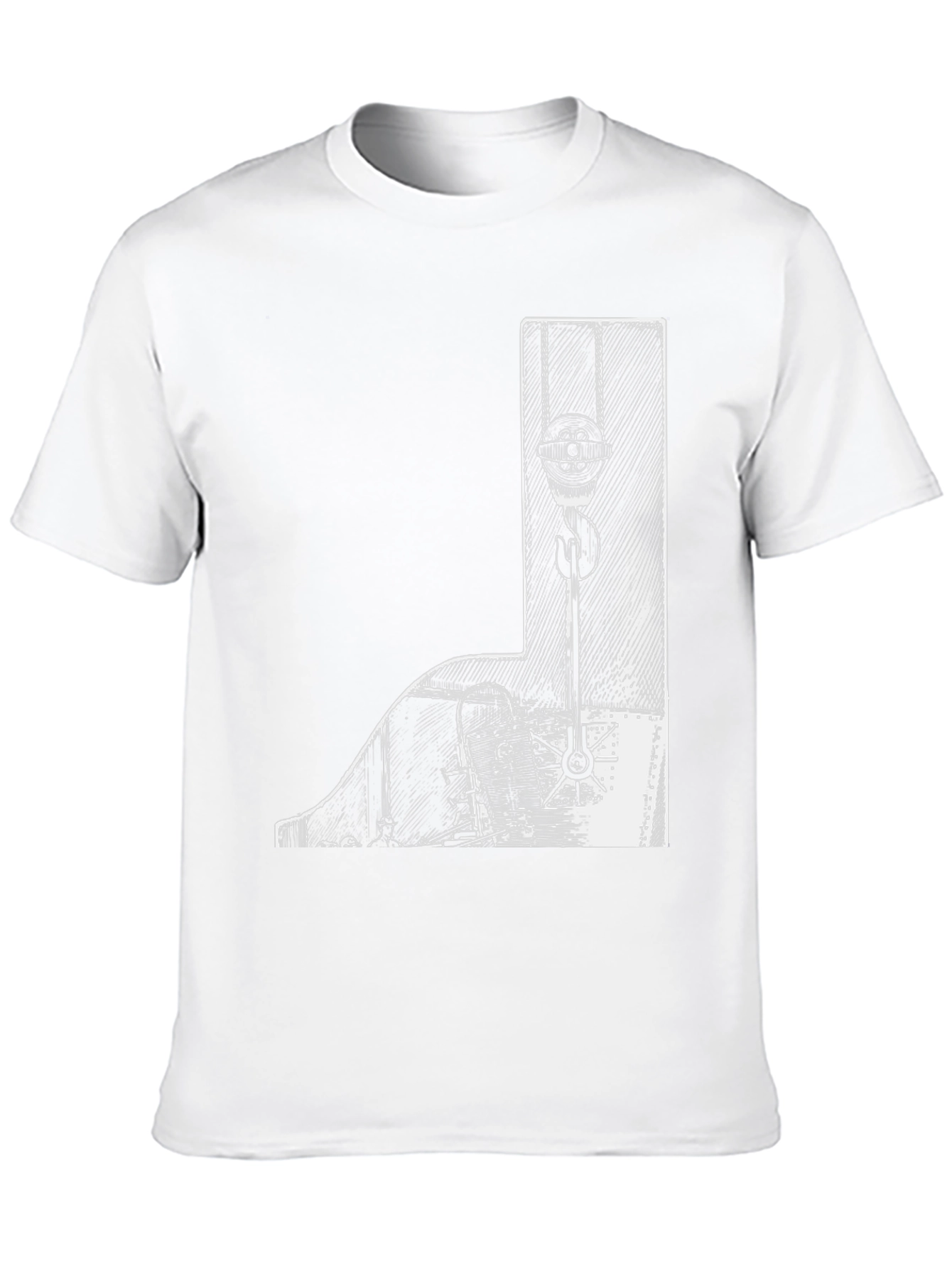Nautical Crane Graphic Tee - Black Cotton T-Shirt
