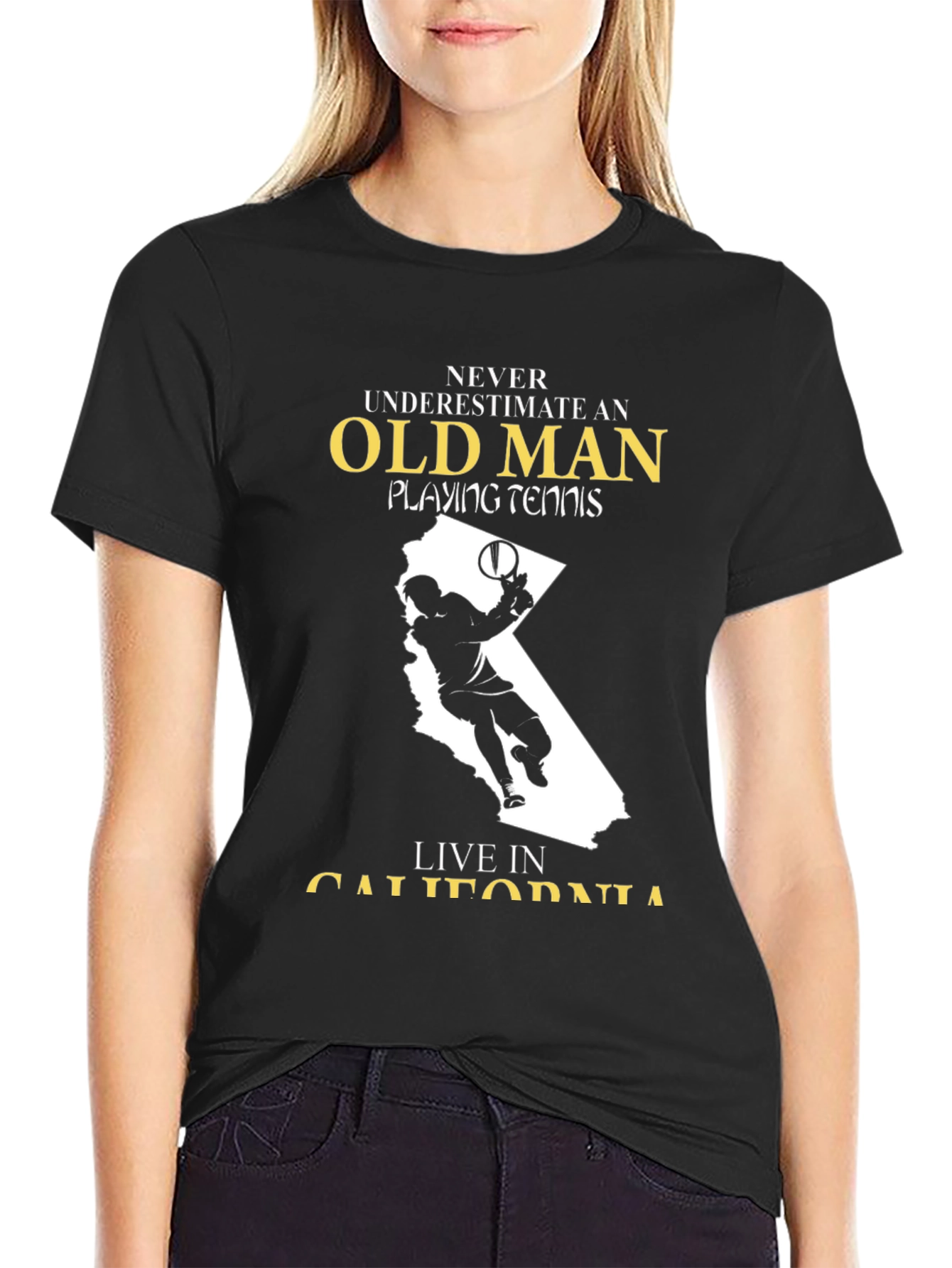Old Man Tennis Player California T-Shirt