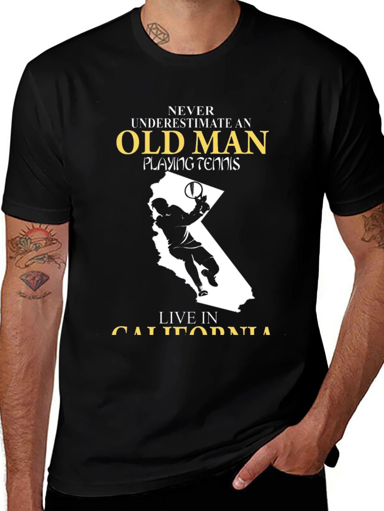 Old Man Tennis Player California T-Shirt