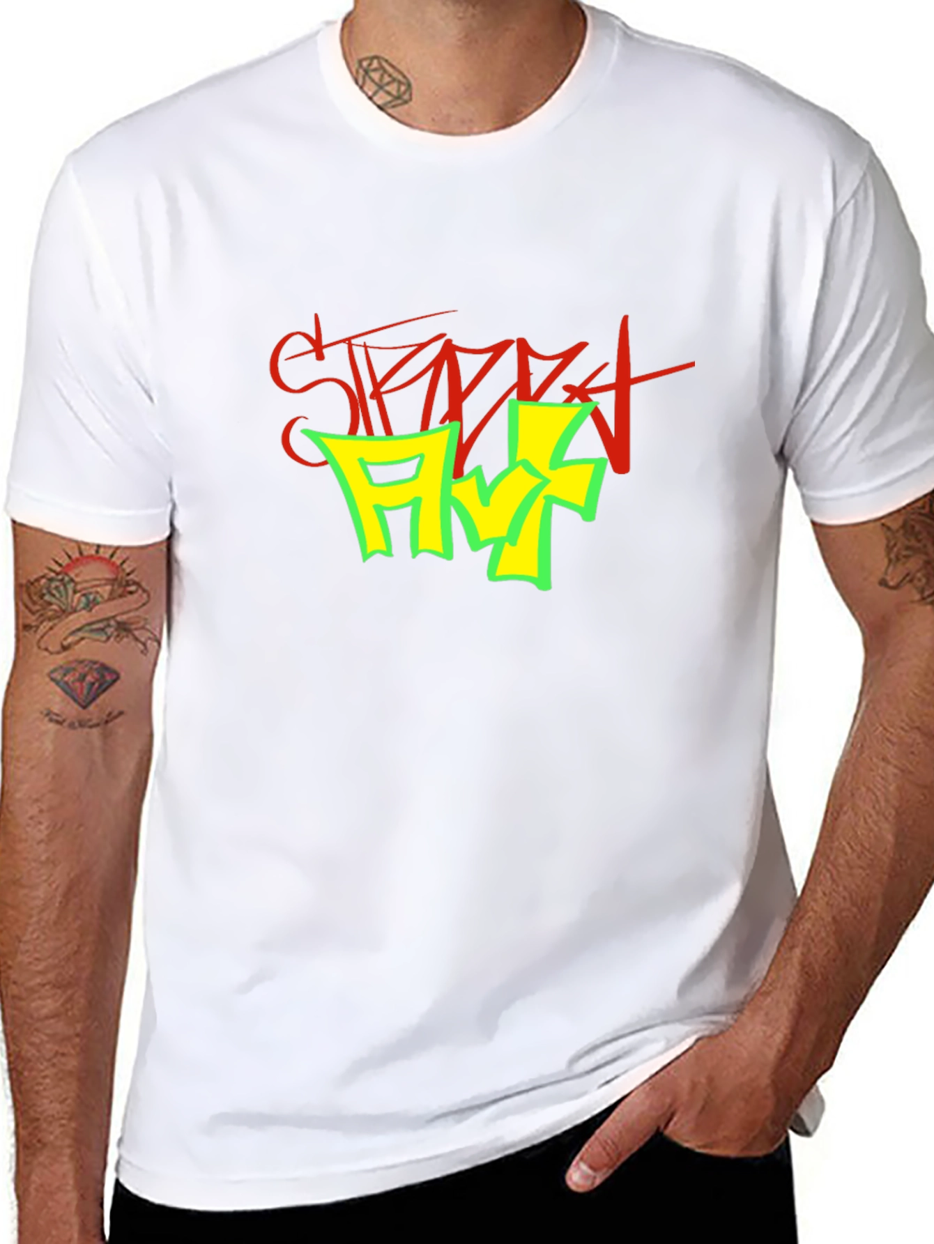 Street Art Graphic Print Black T-Shirt