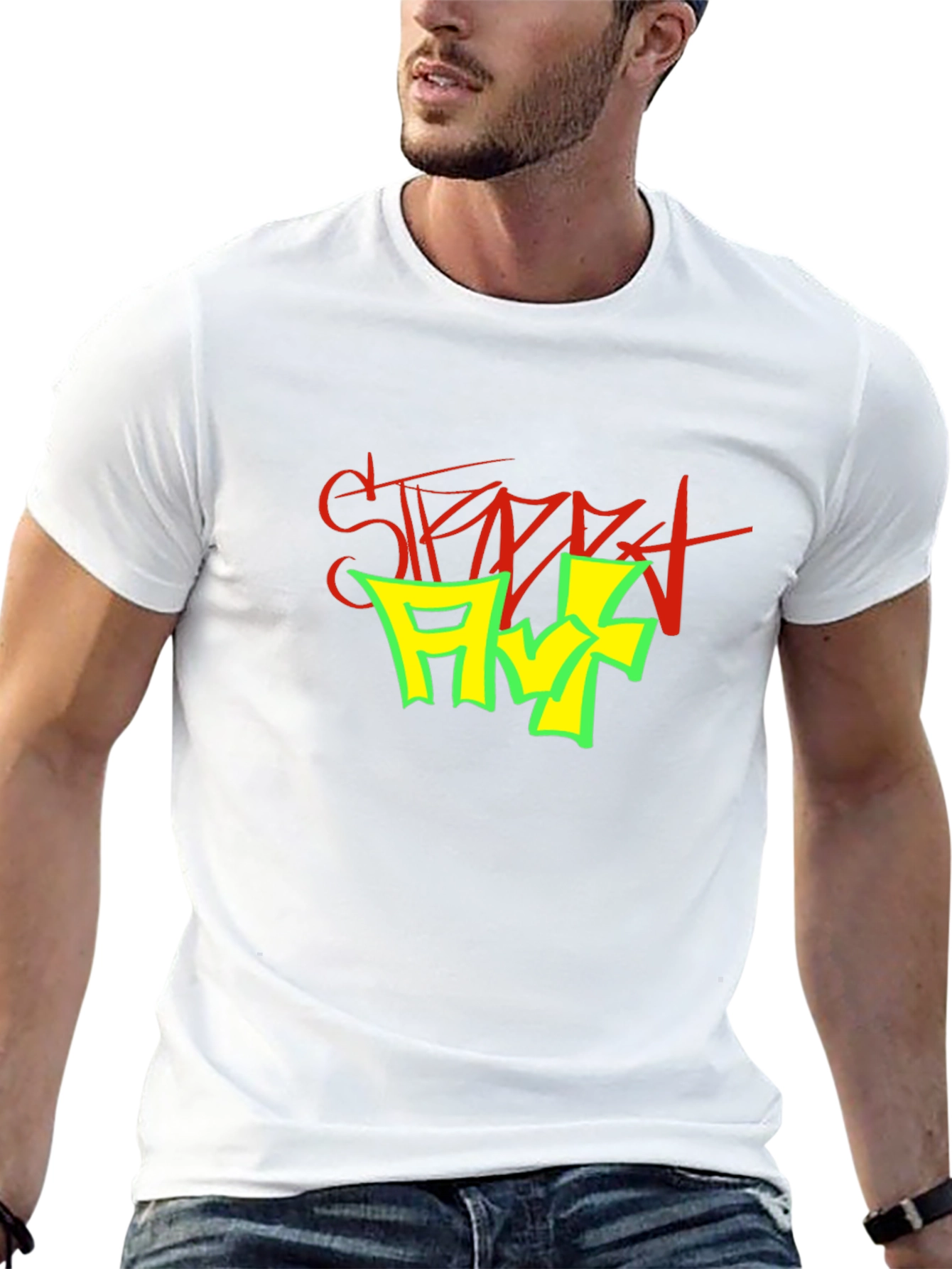 Street Art Graphic Print Black T-Shirt