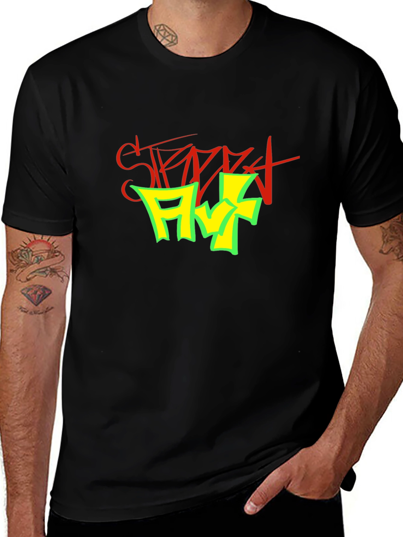 Street Art Graphic Print Black T-Shirt