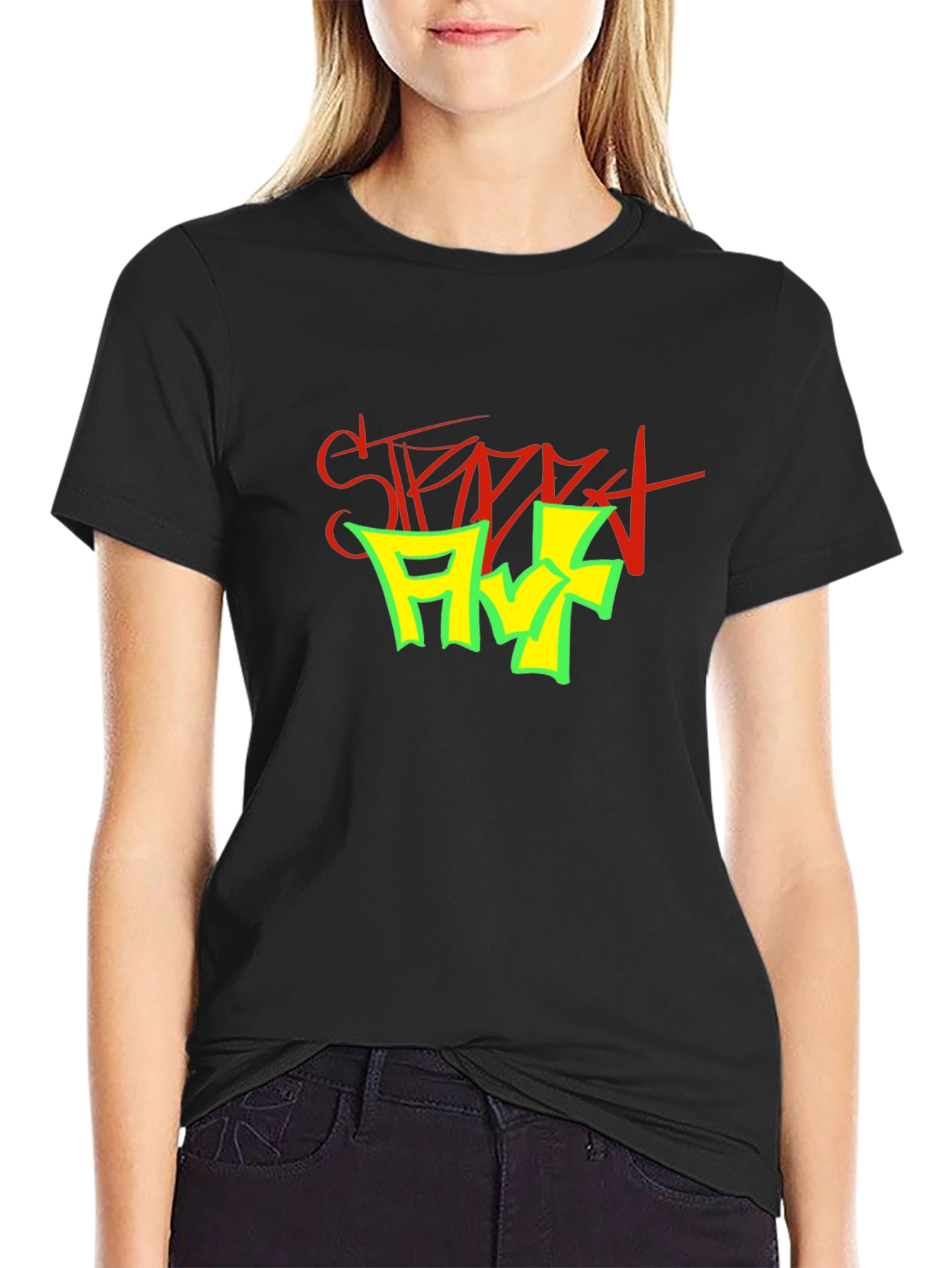 Street Art Graphic Print Black T-Shirt