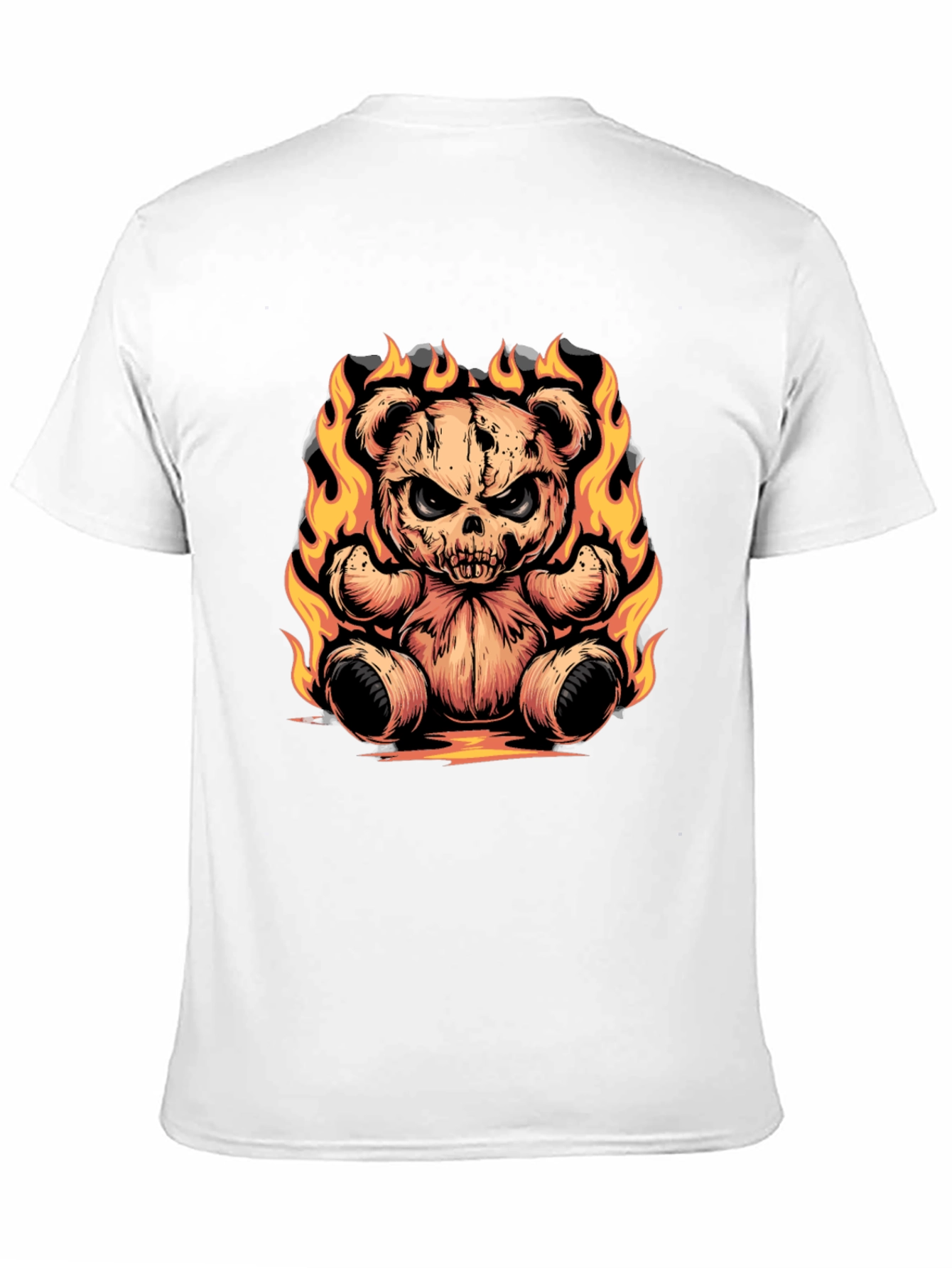 Fiery Skull Teddy Bear Graphic Tee