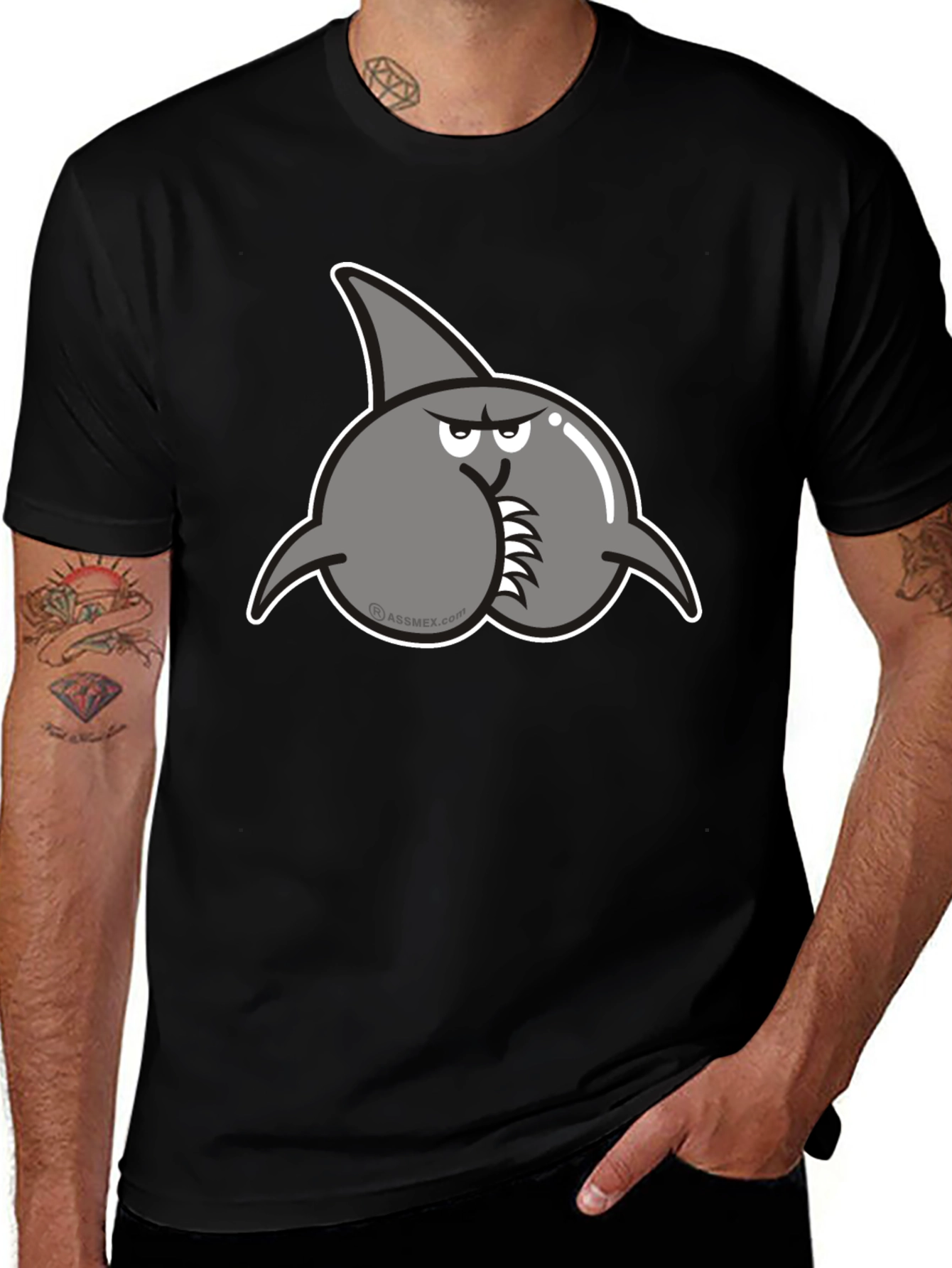 Novelty Shark Butt T-Shirt - Funny Graphic Tee