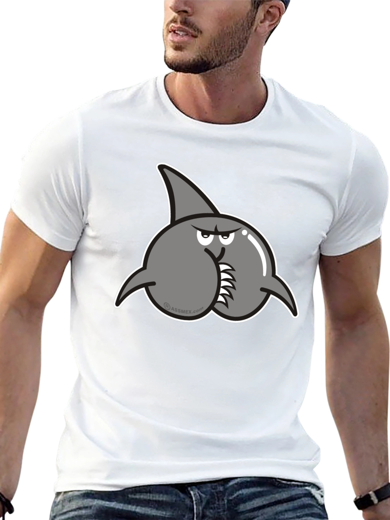 Novelty Shark Butt T-Shirt - Funny Graphic Tee