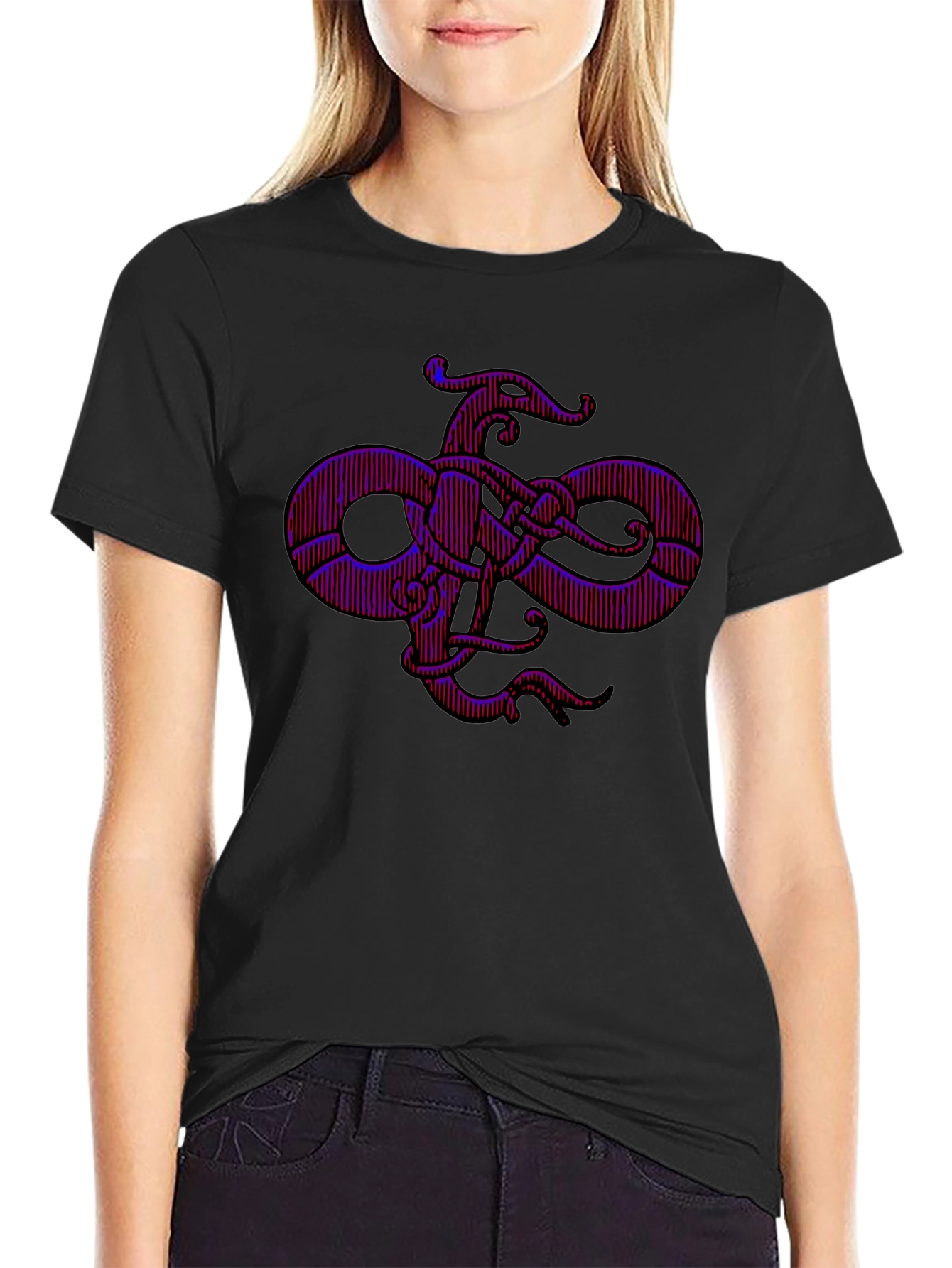Mens Black Graphic Tee - Octopus Infinity Knot