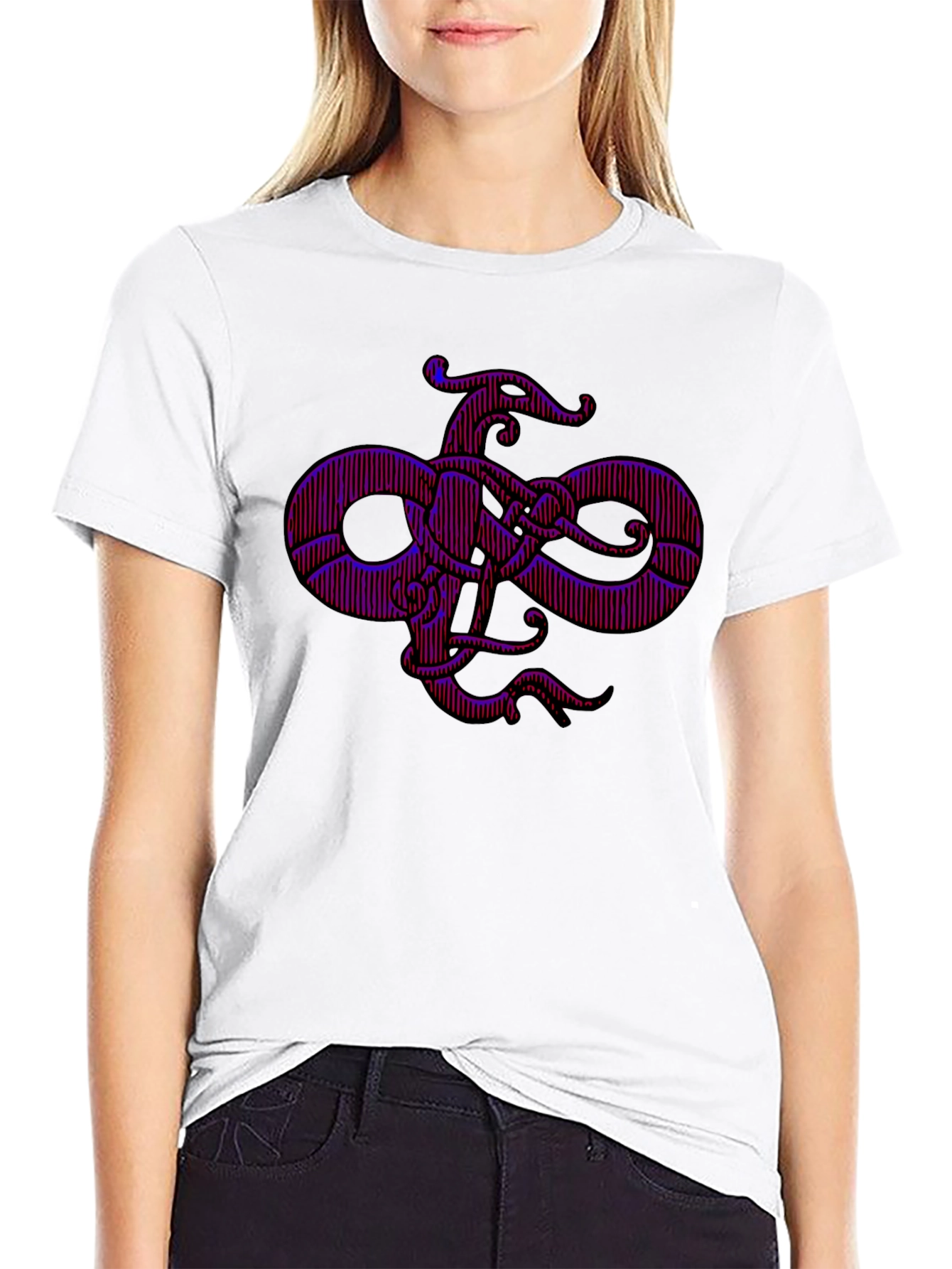 Mens Black Graphic Tee - Octopus Infinity Knot