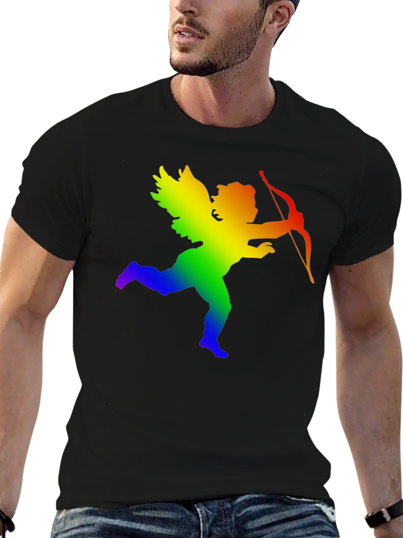 Rainbow Cupid Graphic Tee - Black