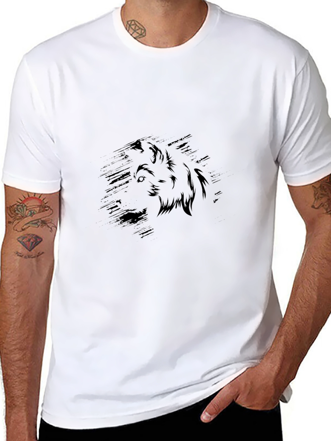 Wolf Graphic Print Mens Black T-Shirt