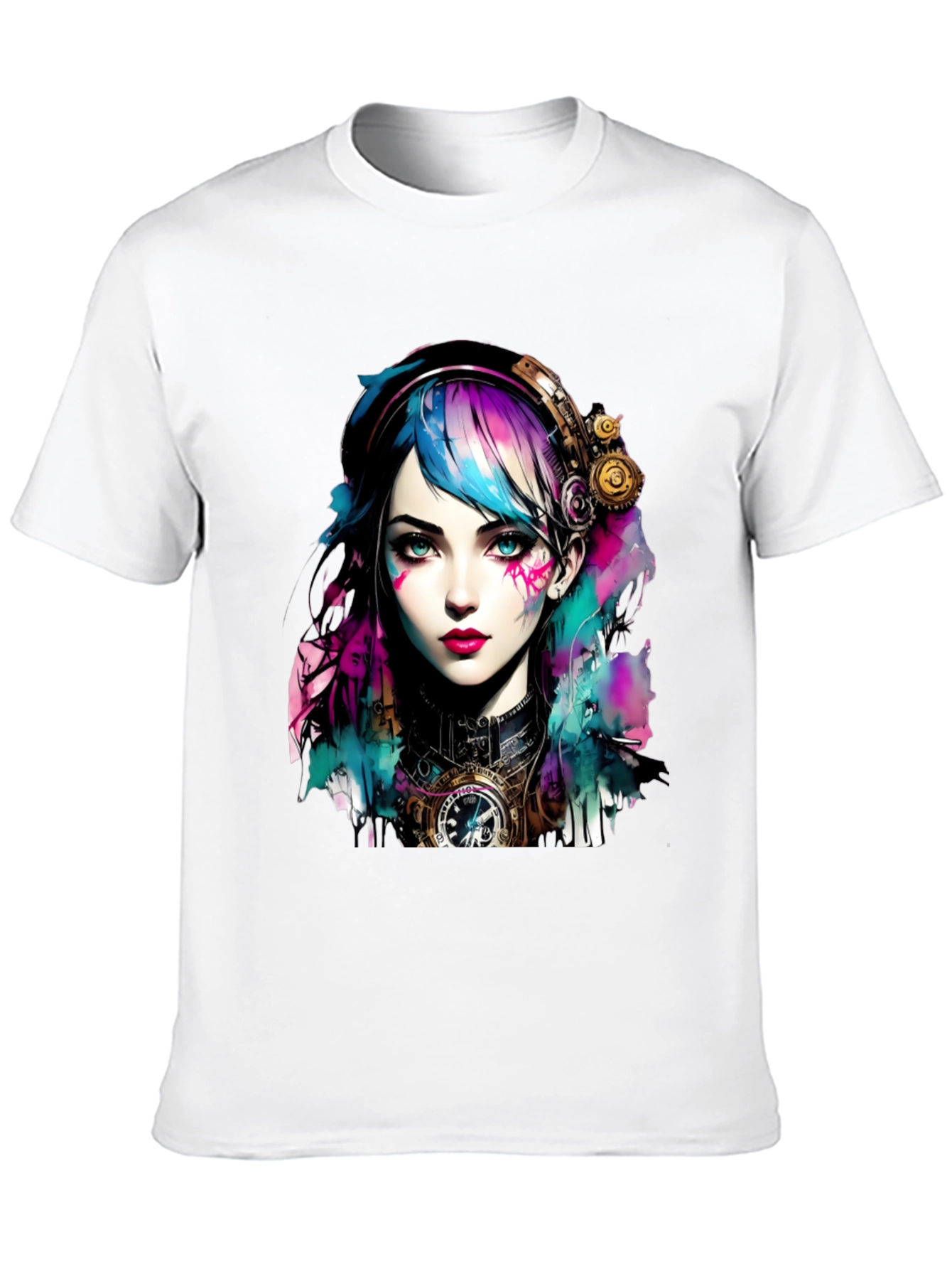 Steampunk Girl Graphic Tee - Unique Art T-Shirt