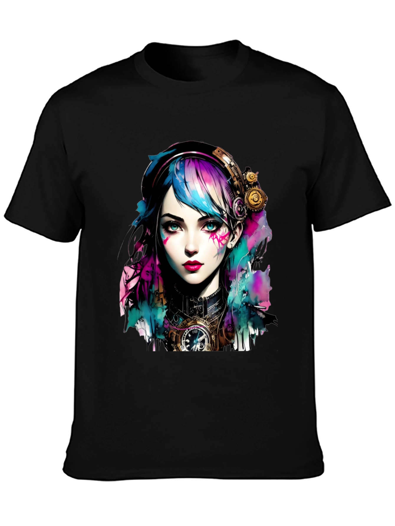 Steampunk Girl Graphic Tee - Unique Art T-Shirt