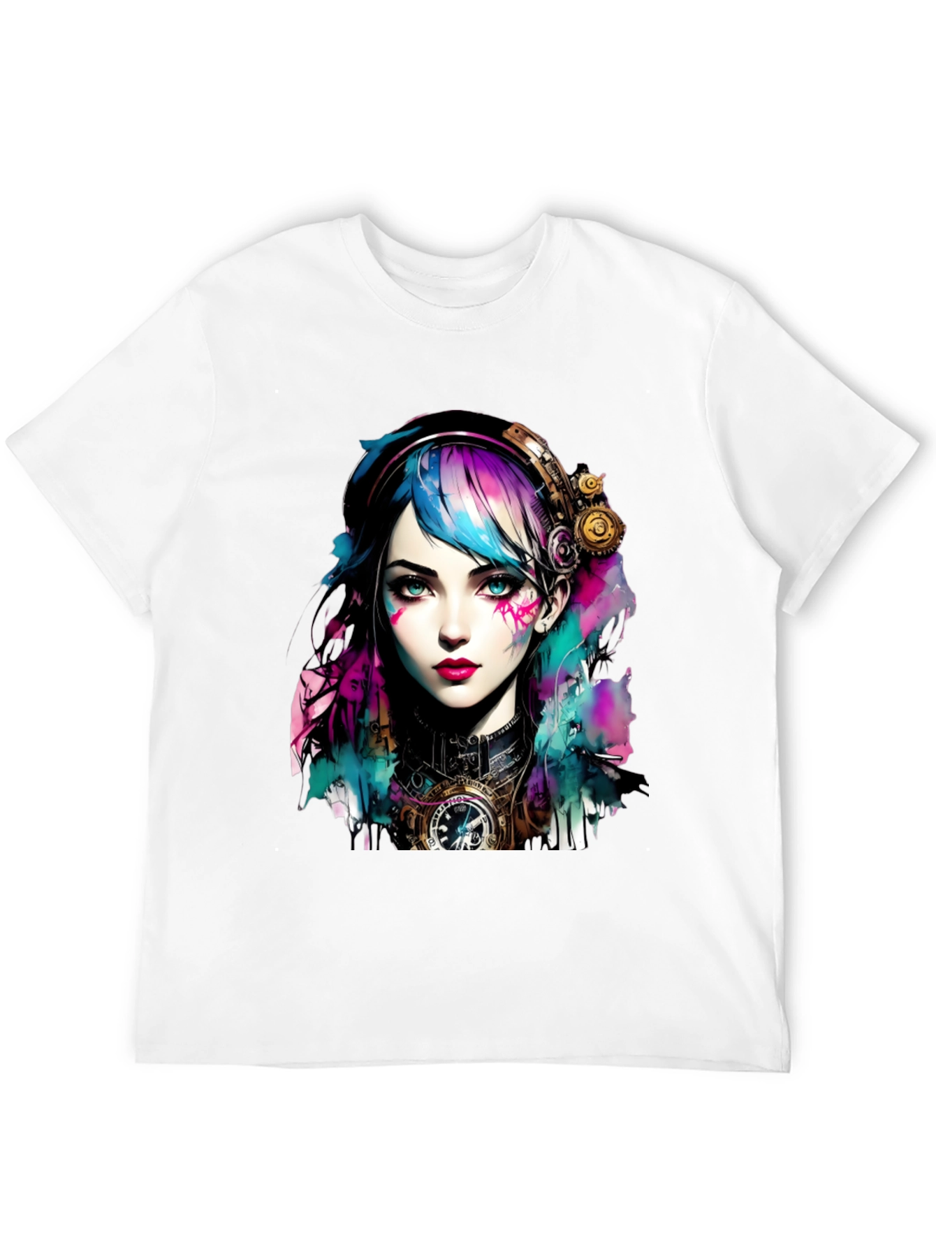 Steampunk Girl Graphic Tee - Unique Art T-Shirt