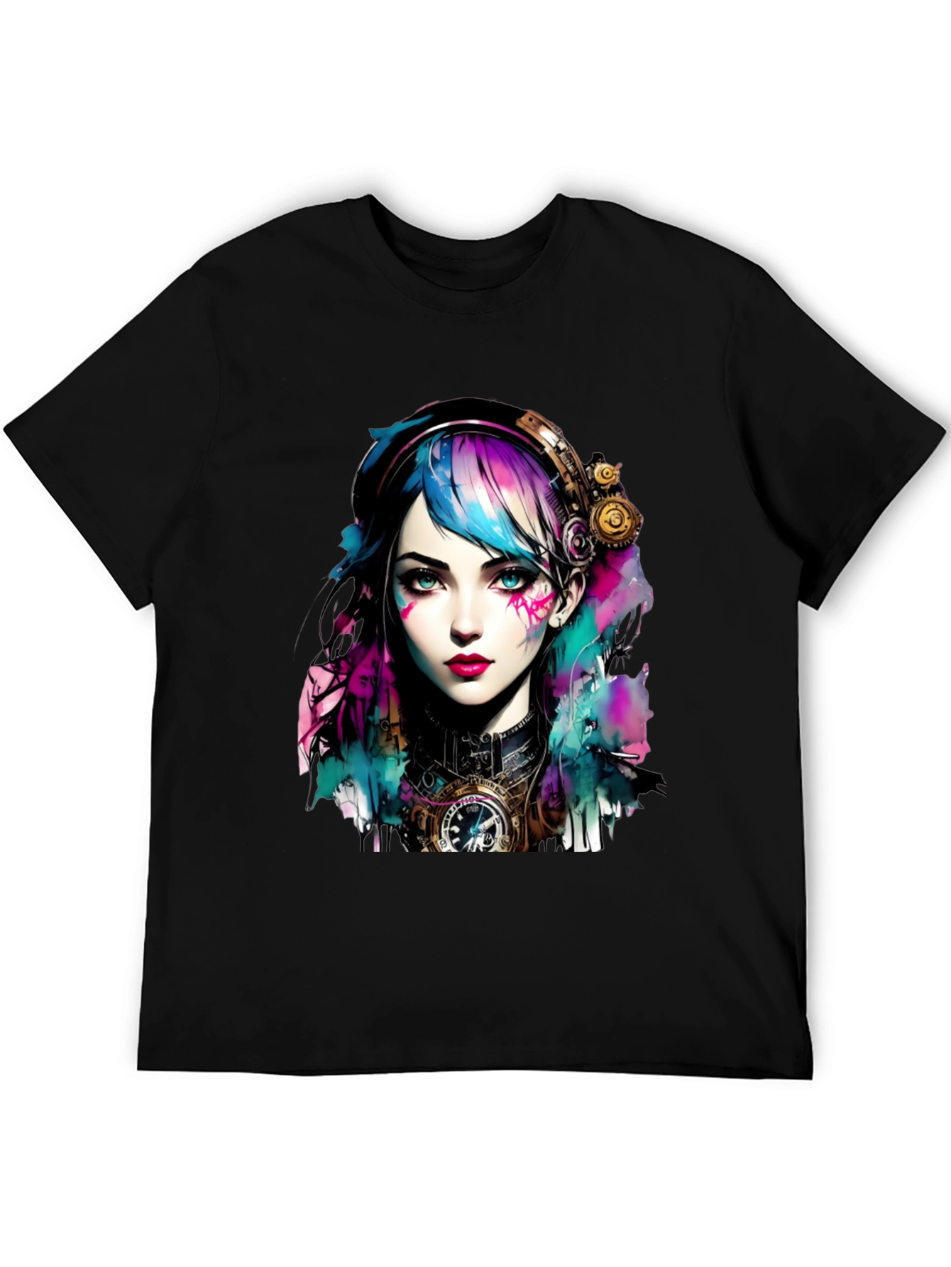 Steampunk Girl Graphic Tee - Unique Art T-Shirt