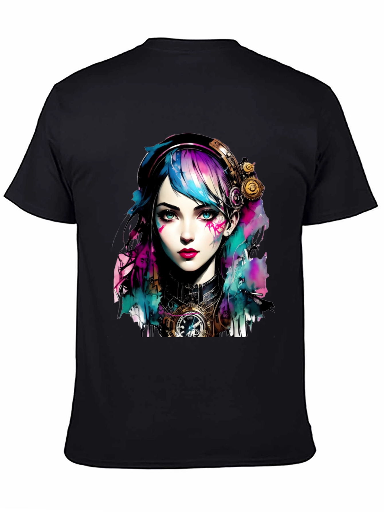 Steampunk Girl Graphic Tee - Unique Art T-Shirt