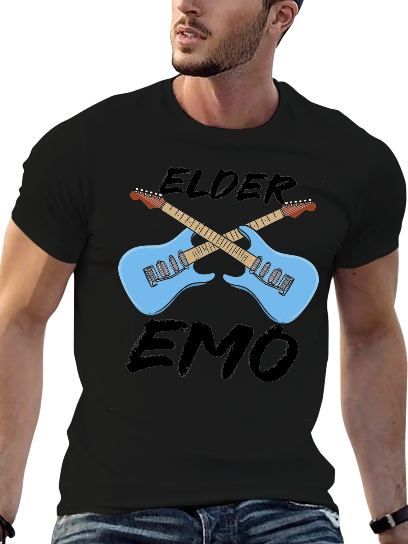Elder Emo Guitar Graphic T-Shirt