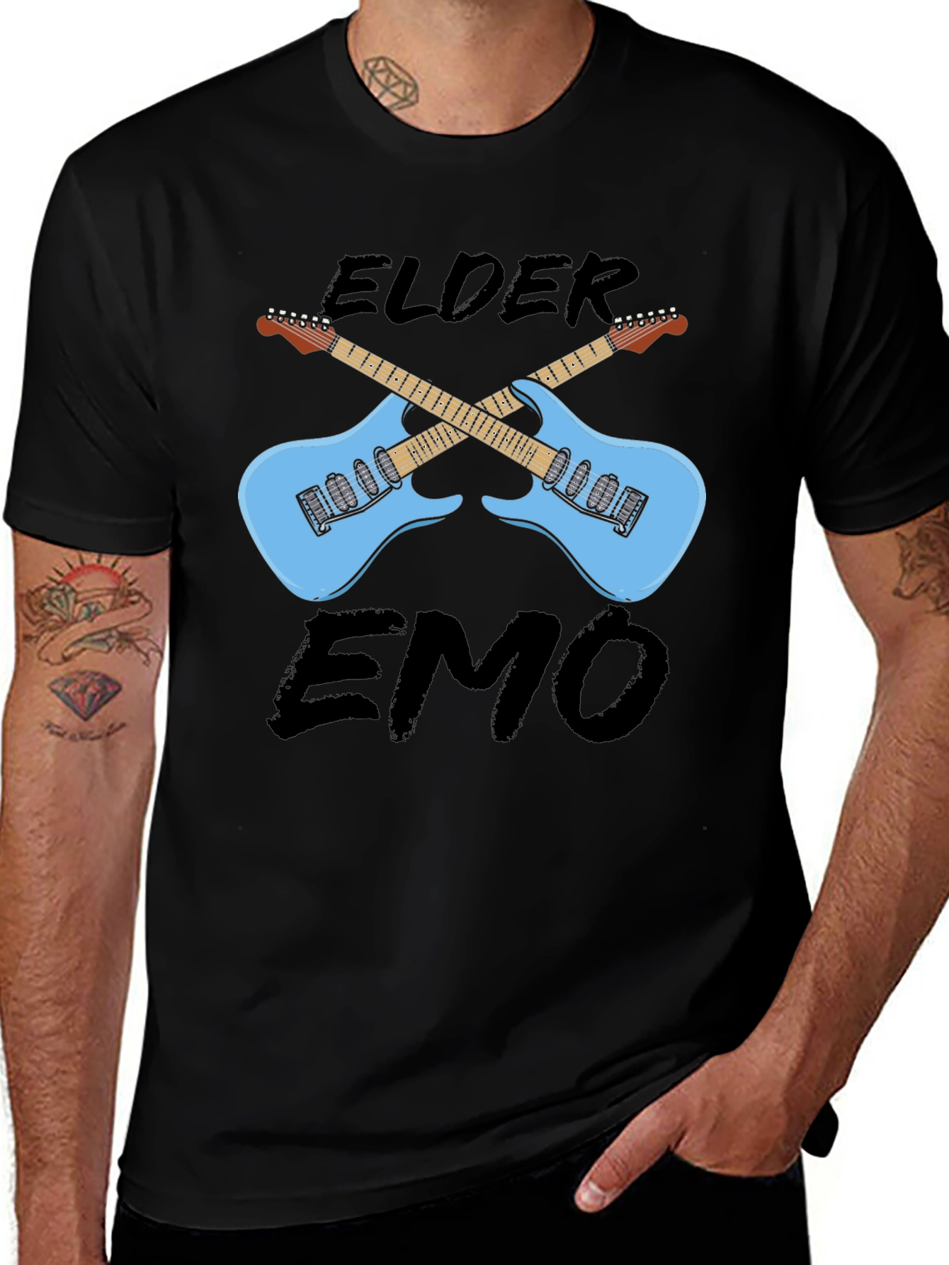 Elder Emo Guitar Graphic T-Shirt