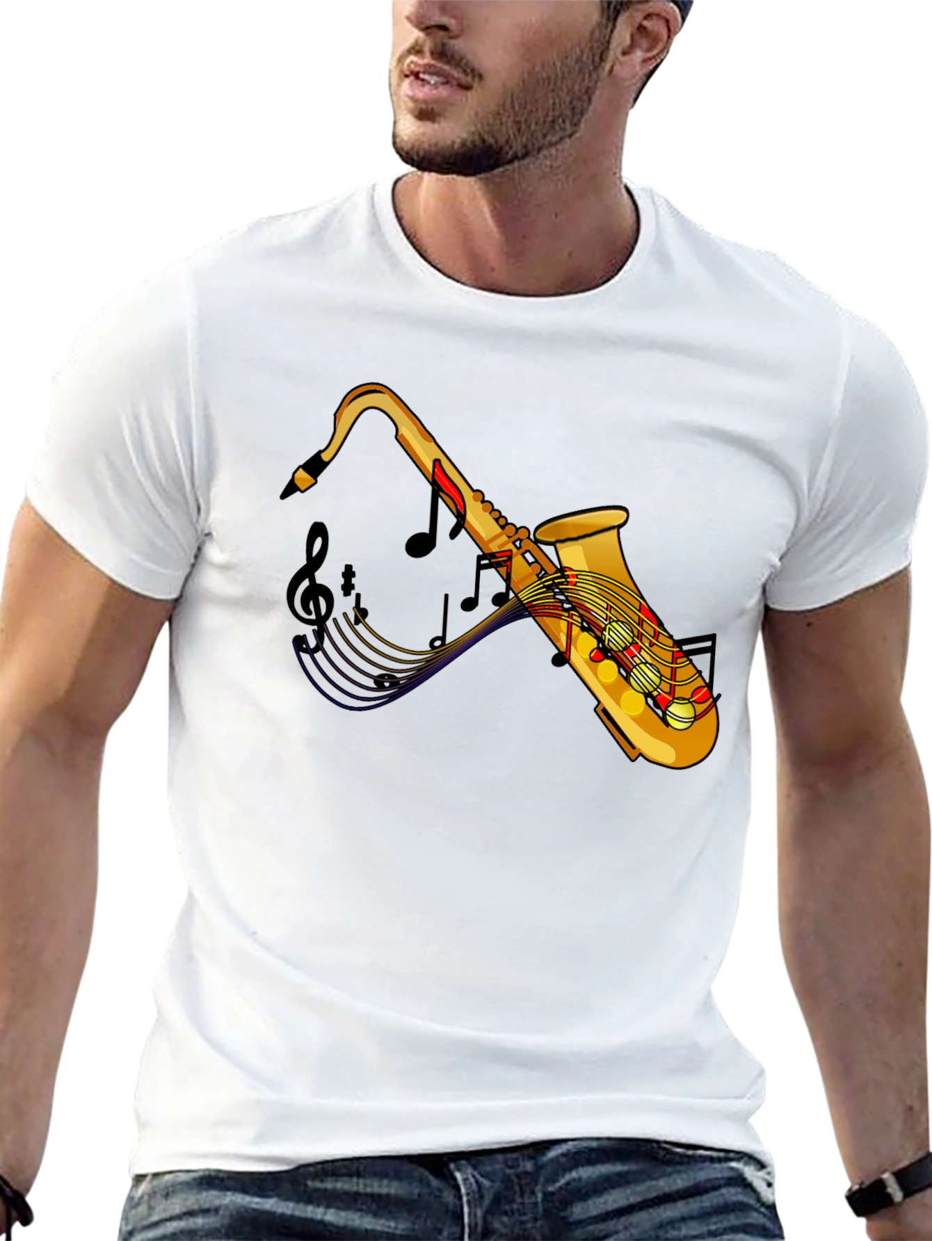 Saxophone Graphic Print T-Shirt