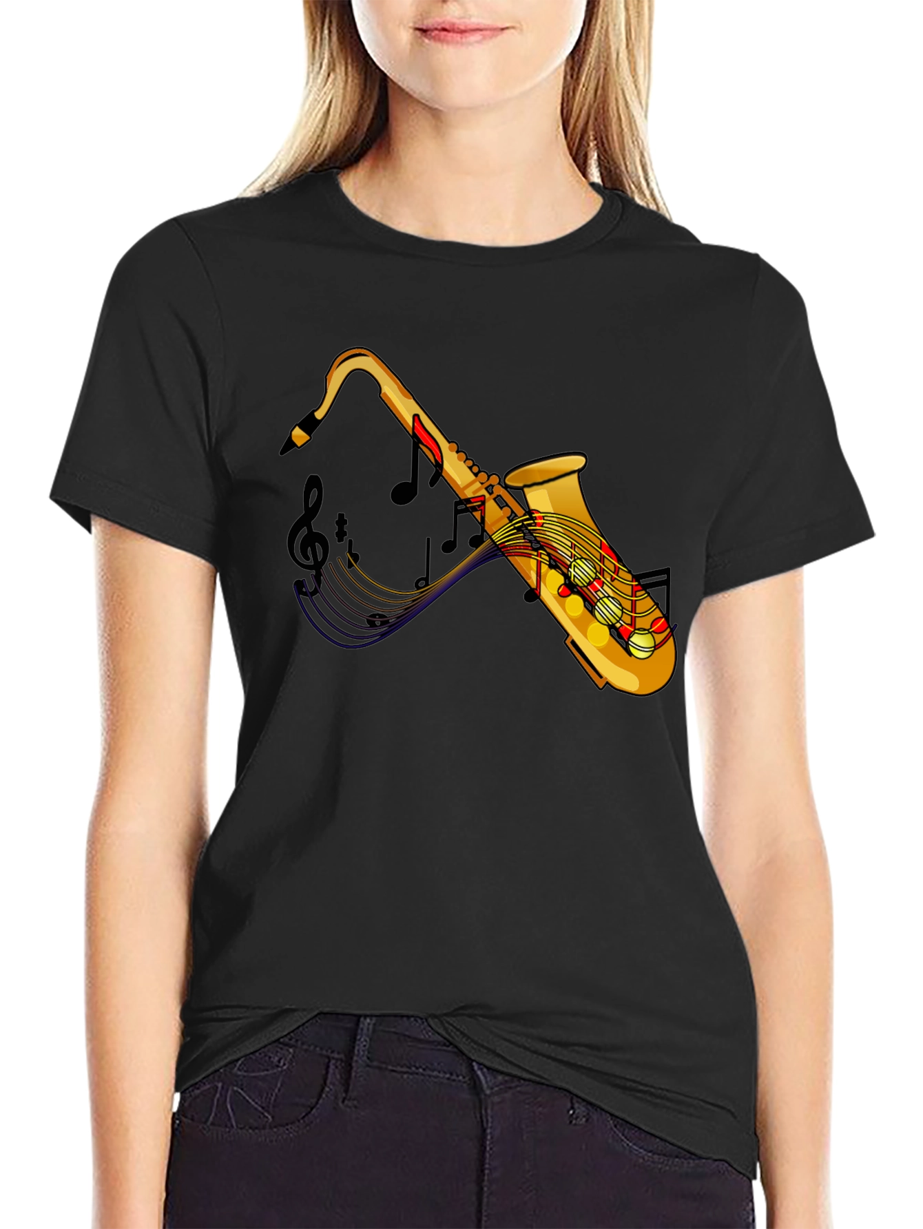 Saxophone Graphic Print T-Shirt