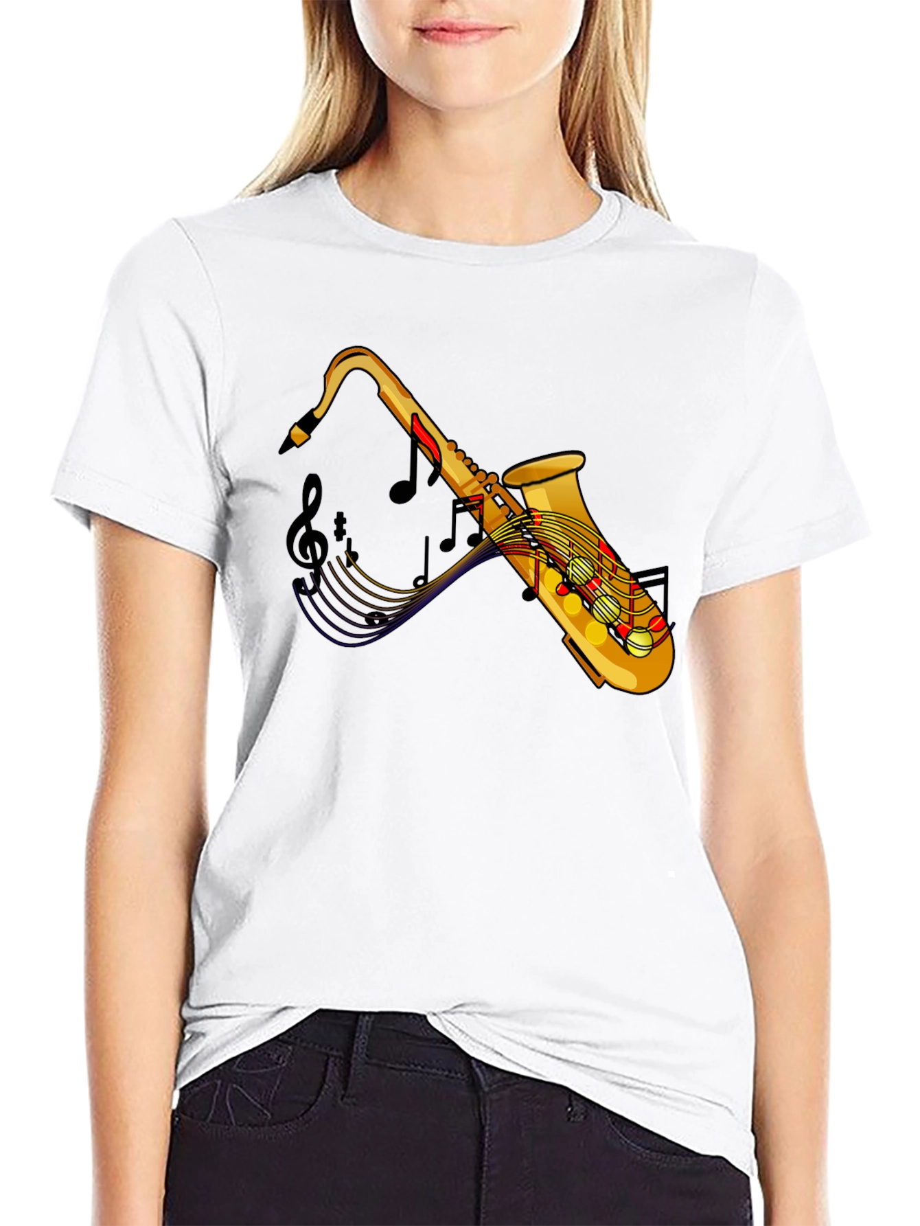 Saxophone Graphic Print T-Shirt