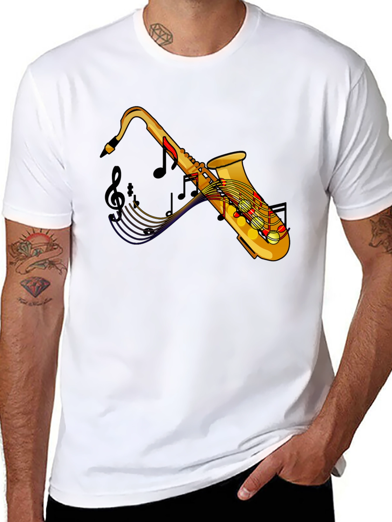 Saxophone Graphic Print T-Shirt