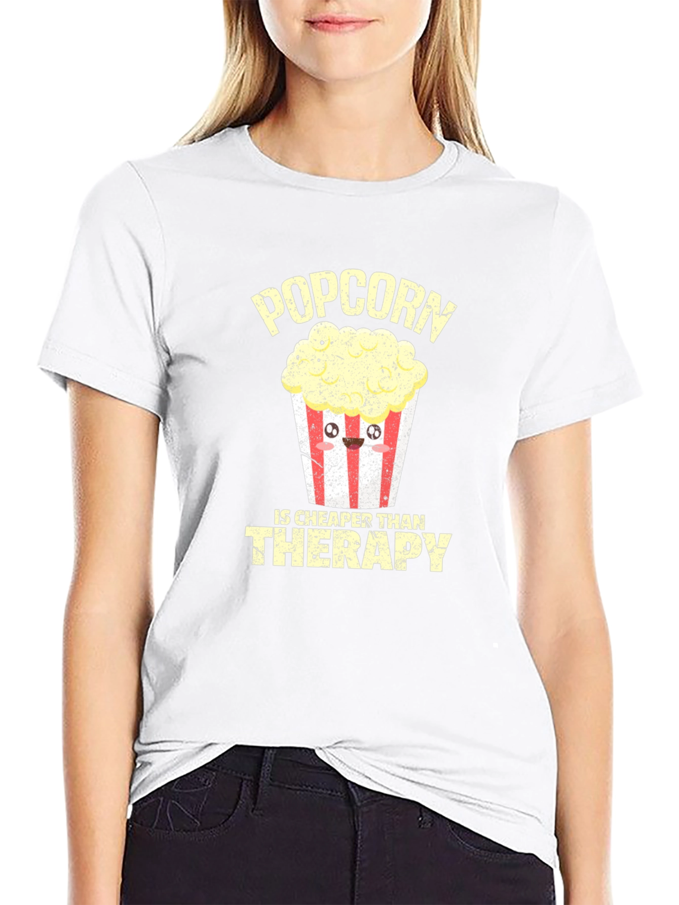 Popcorn Cheaper Than Therapy Graphic Tee