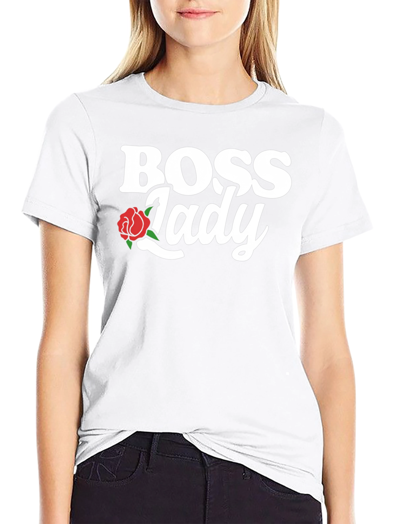 Boss Lady Graphic Tee - Trendy Rose Design