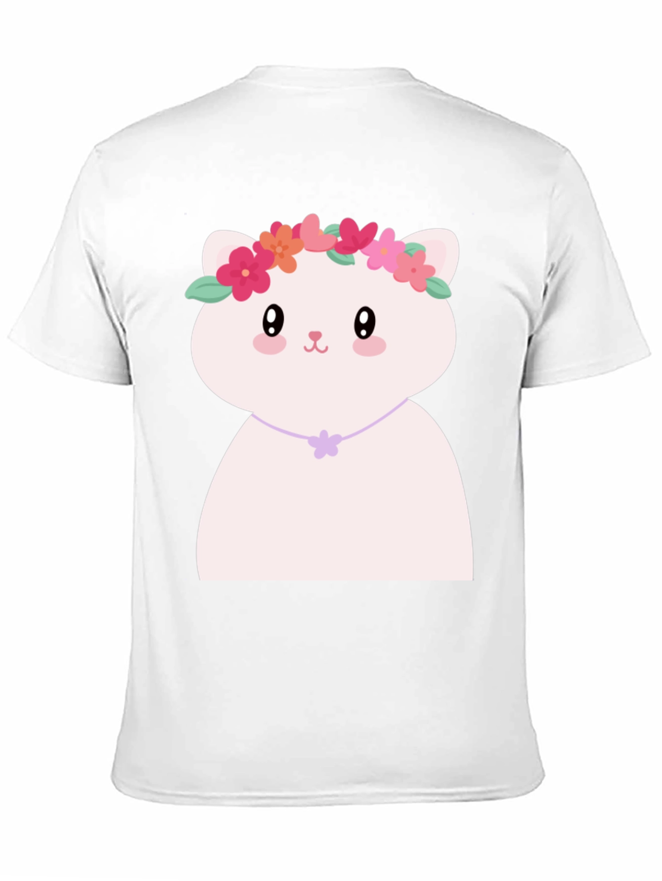 Cute Kawaii Cat T-Shirt with Flower Crown