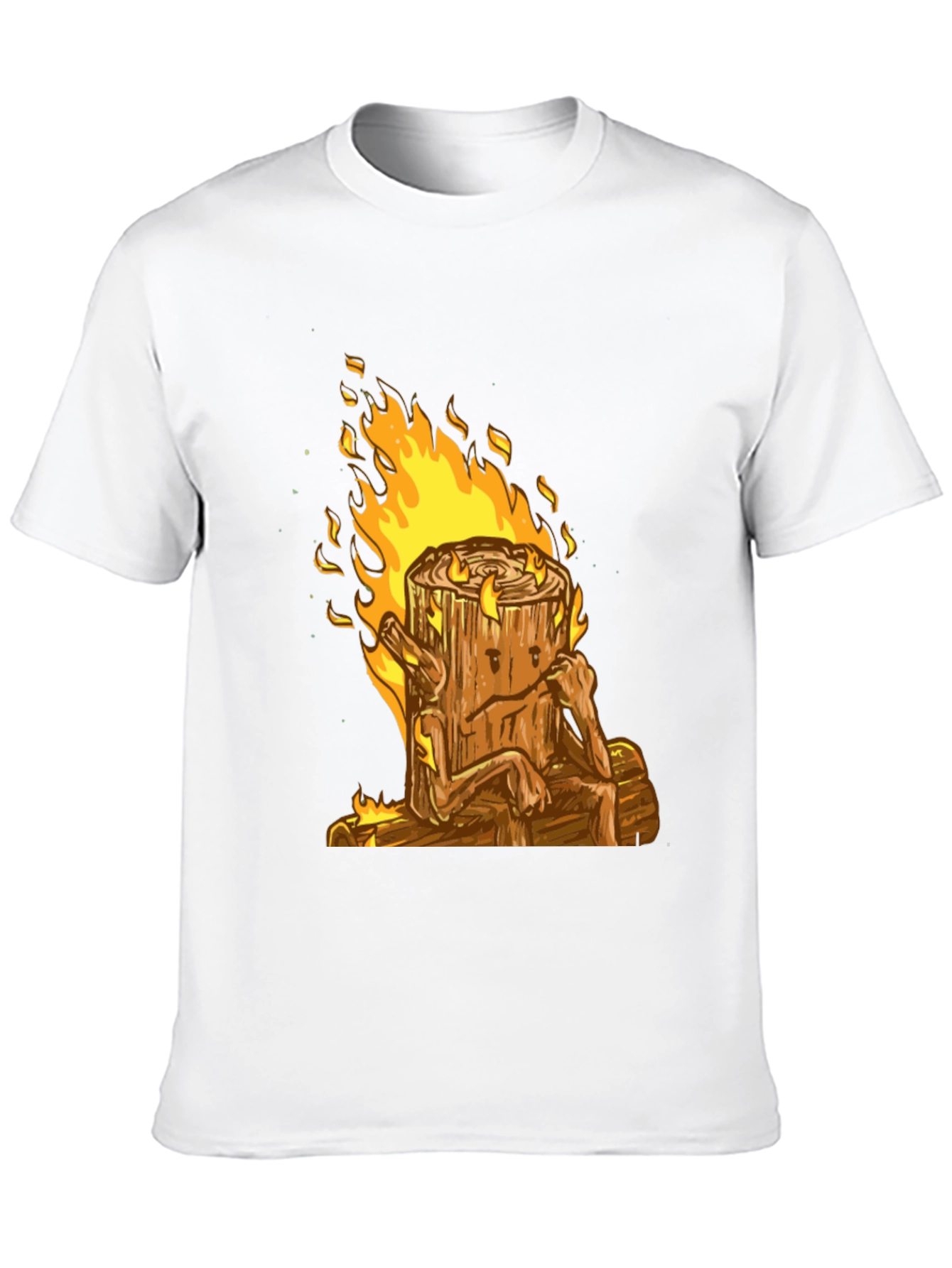 Burning Wood Log Character Graphic Tee