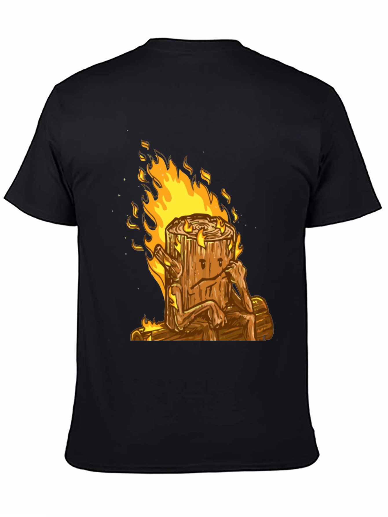 Burning Wood Log Character Graphic Tee