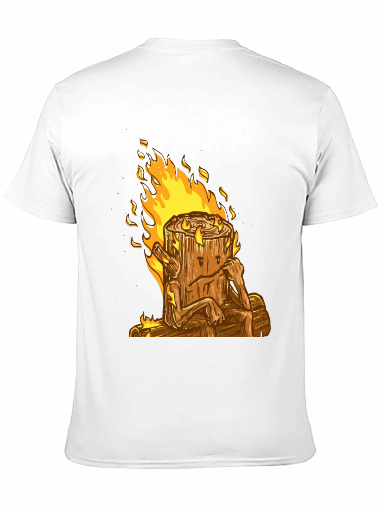 Burning Wood Log Character Graphic Tee