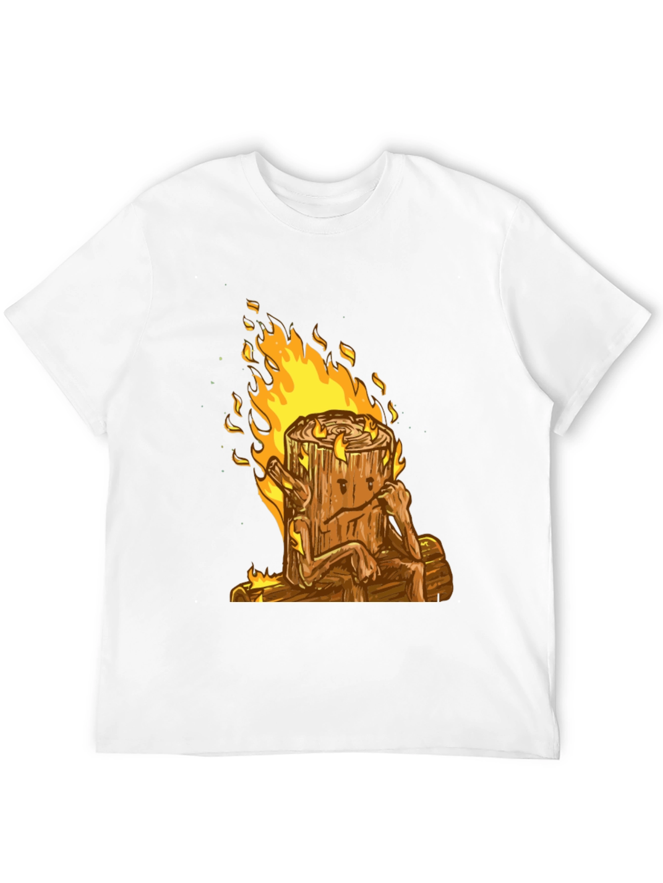 Burning Wood Log Character Graphic Tee