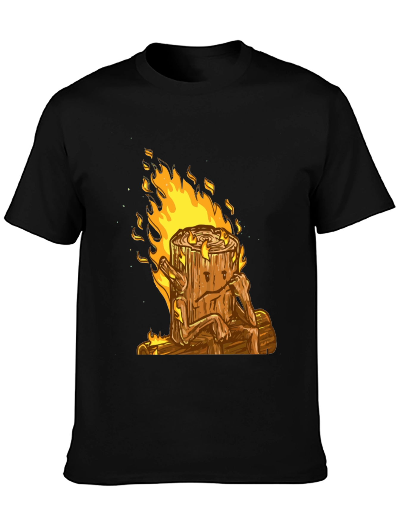 Burning Wood Log Character Graphic Tee