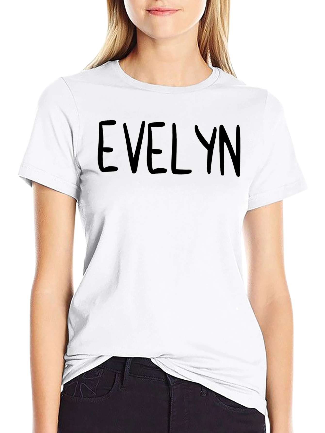 Evelyn Personalized Black Cotton Tee