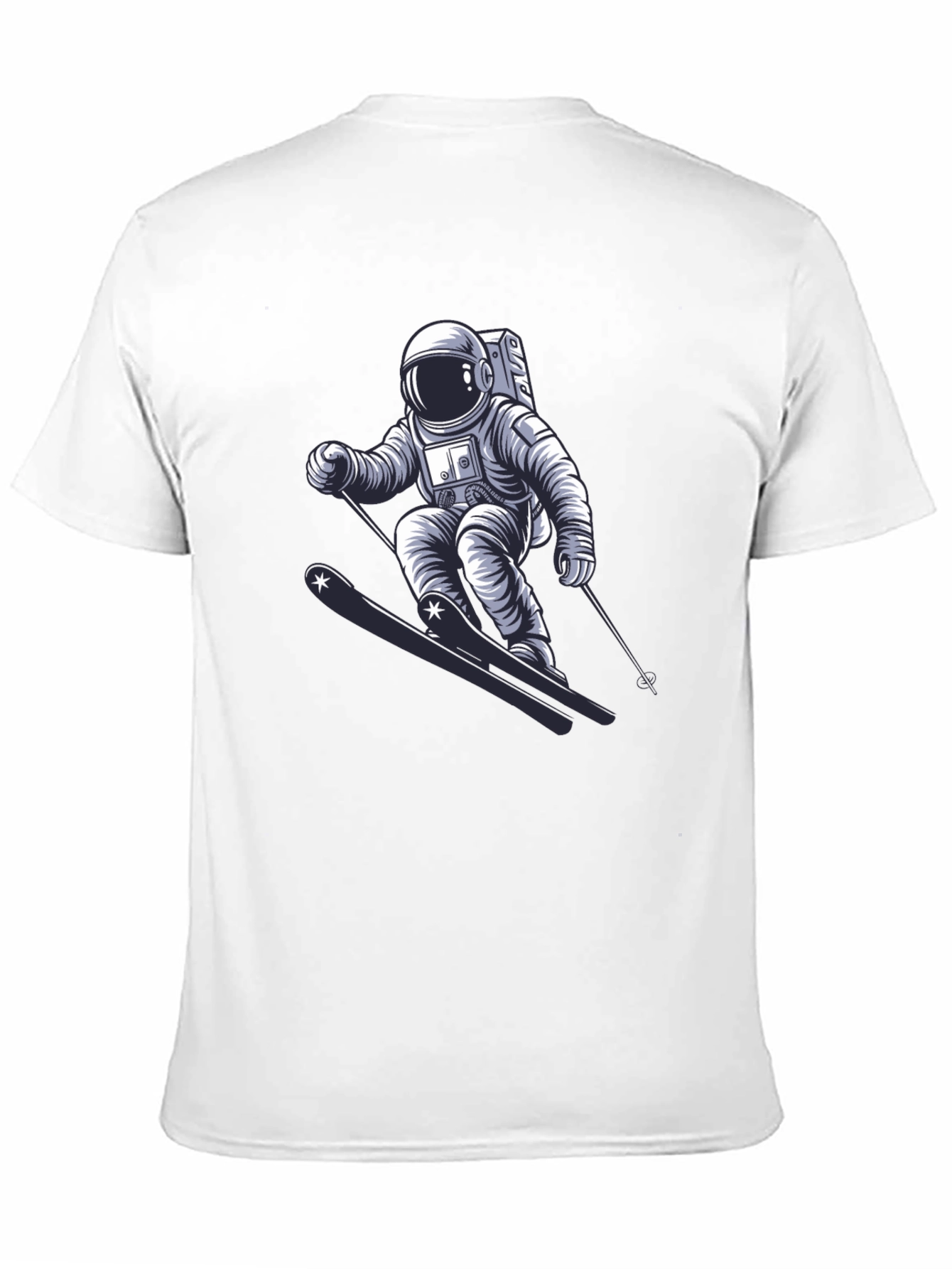 Astronaut Skiing Graphic T-Shirt - Cool Space Tee
