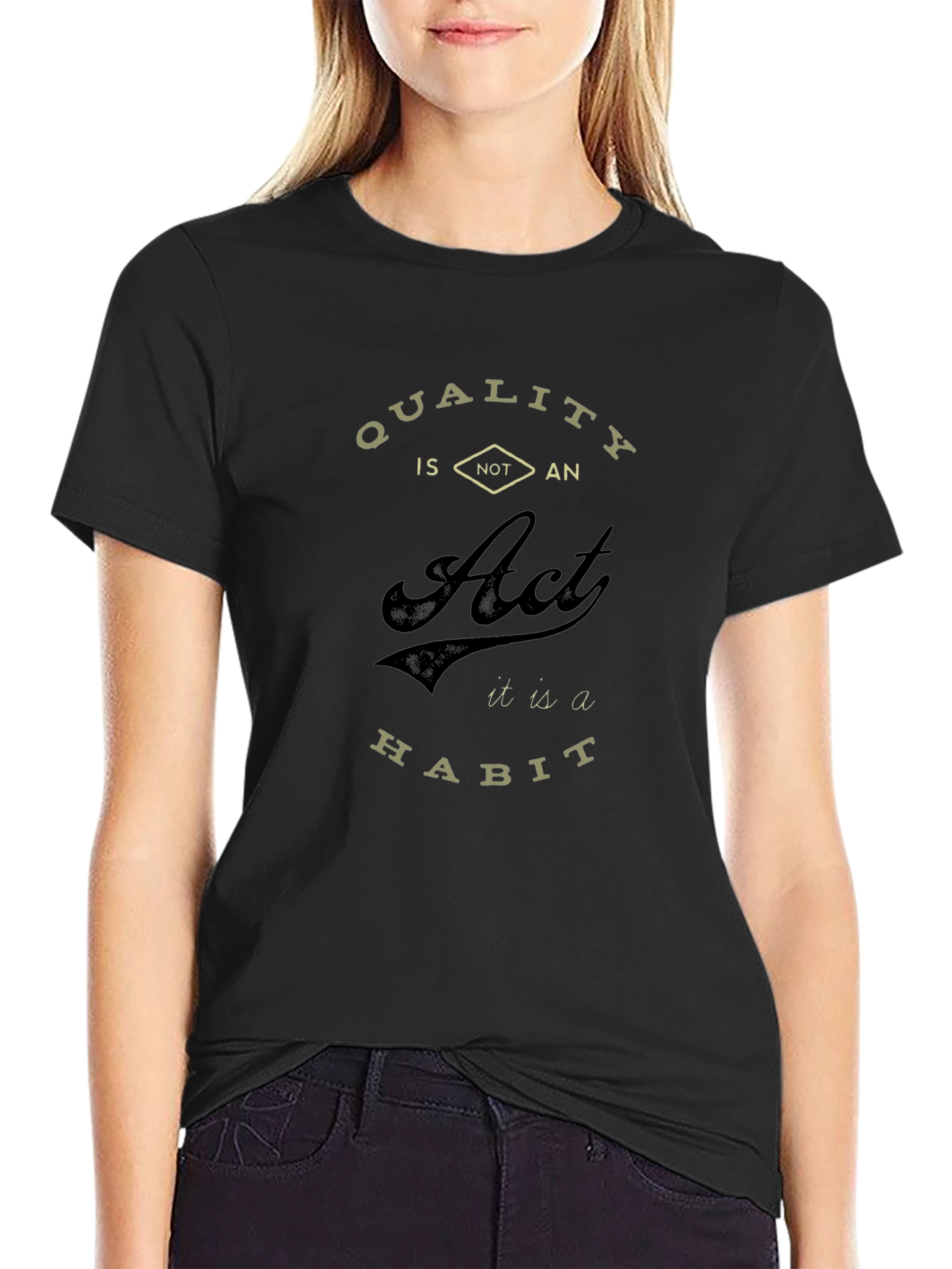 Quality is a Habit Black Graphic T-Shirt