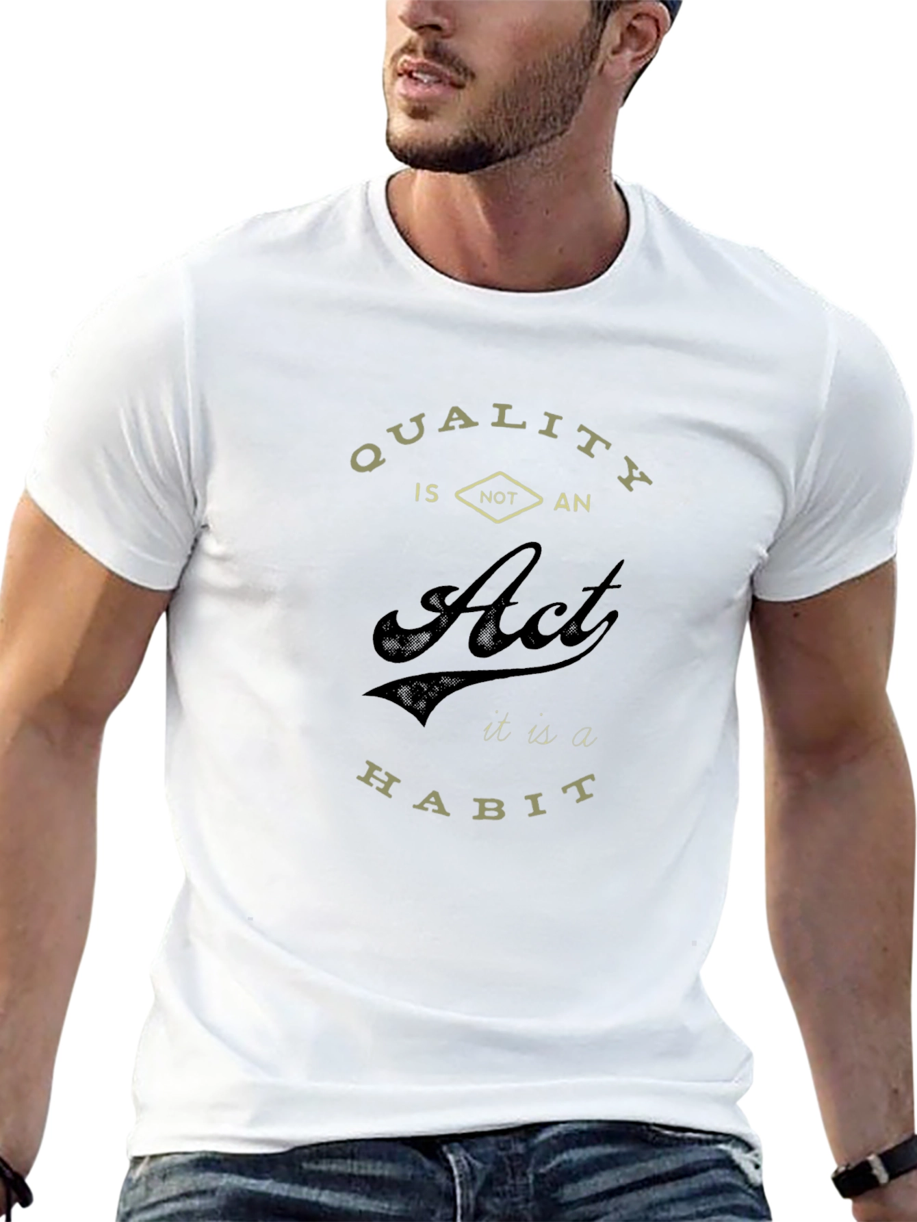Quality is a Habit Black Graphic T-Shirt
