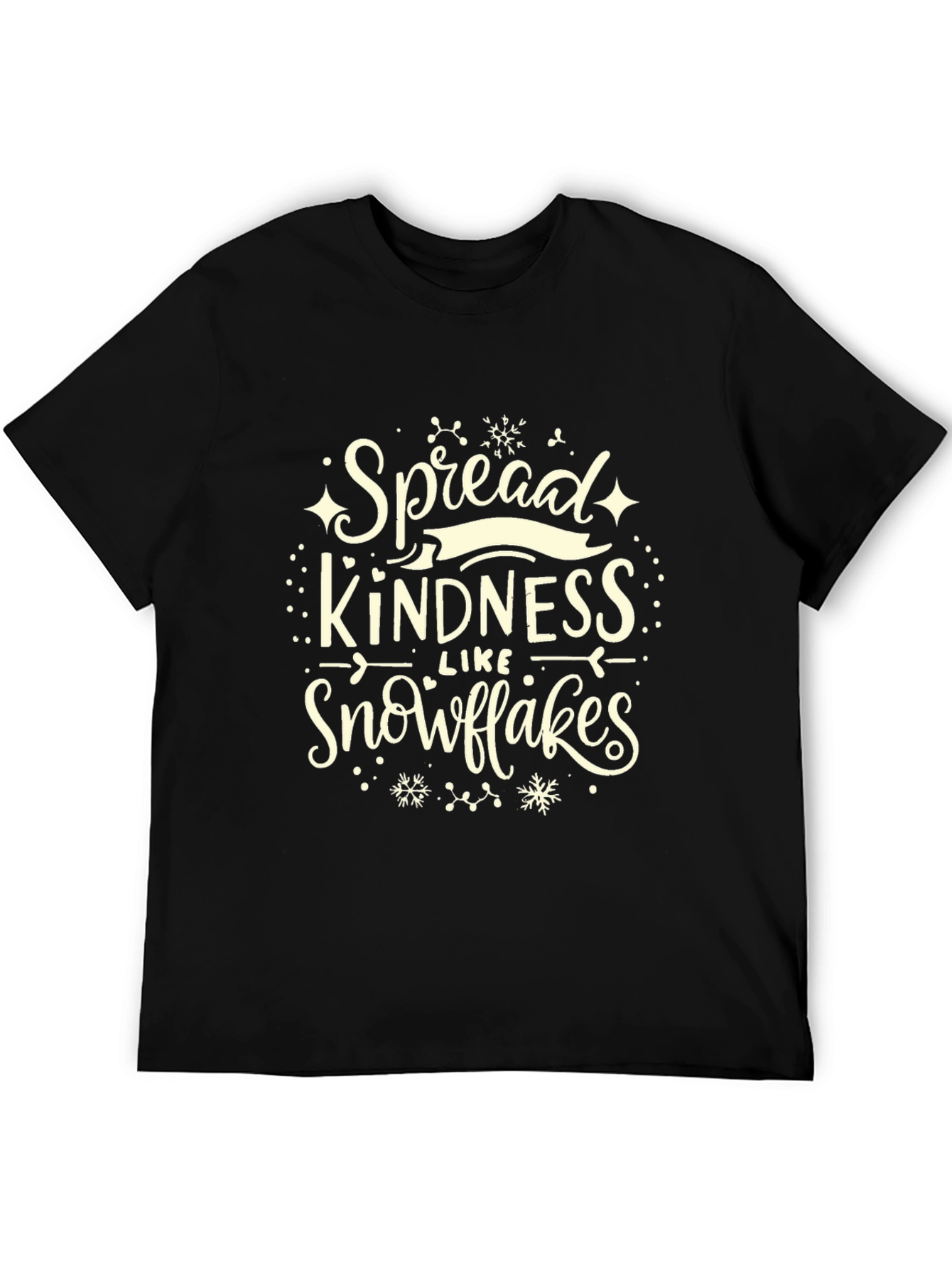 Spread Kindness Like Snowflakes Black T-Shirt