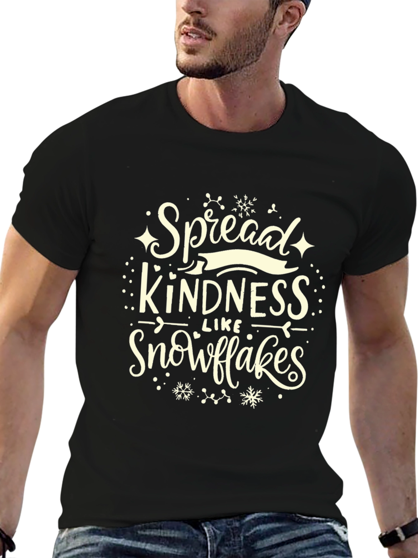Spread Kindness Like Snowflakes Black T-Shirt