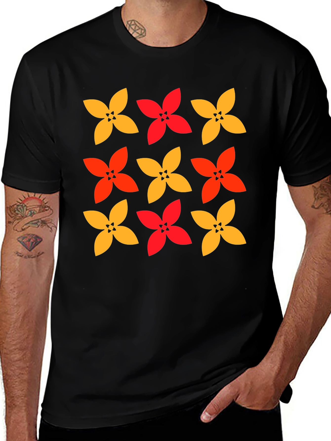 Floral Patterned Crew Neck T-Shirt