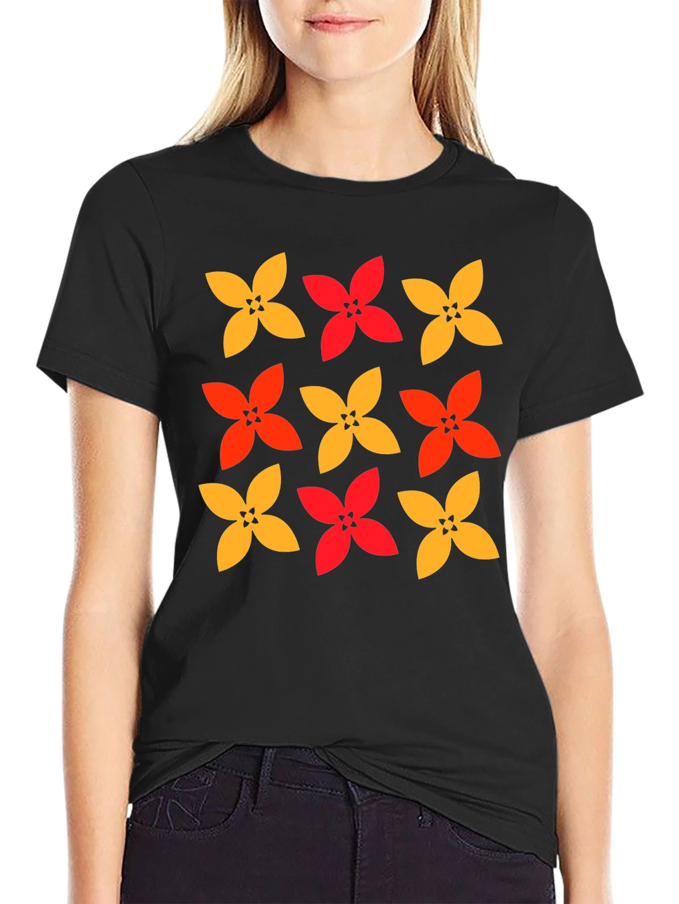 Floral Patterned Crew Neck T-Shirt