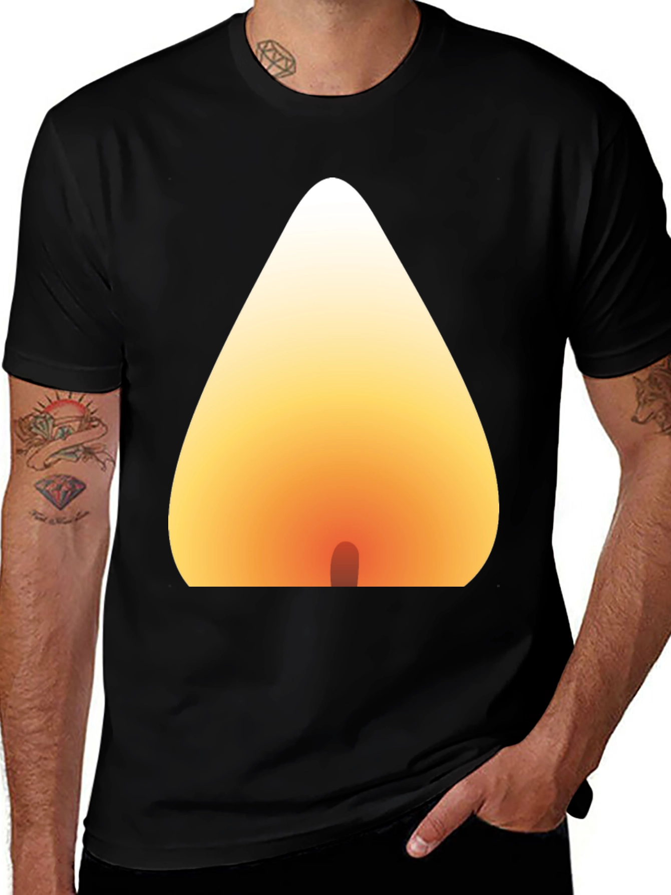 Candle Flame Graphic Tee - Soft Cotton Blend