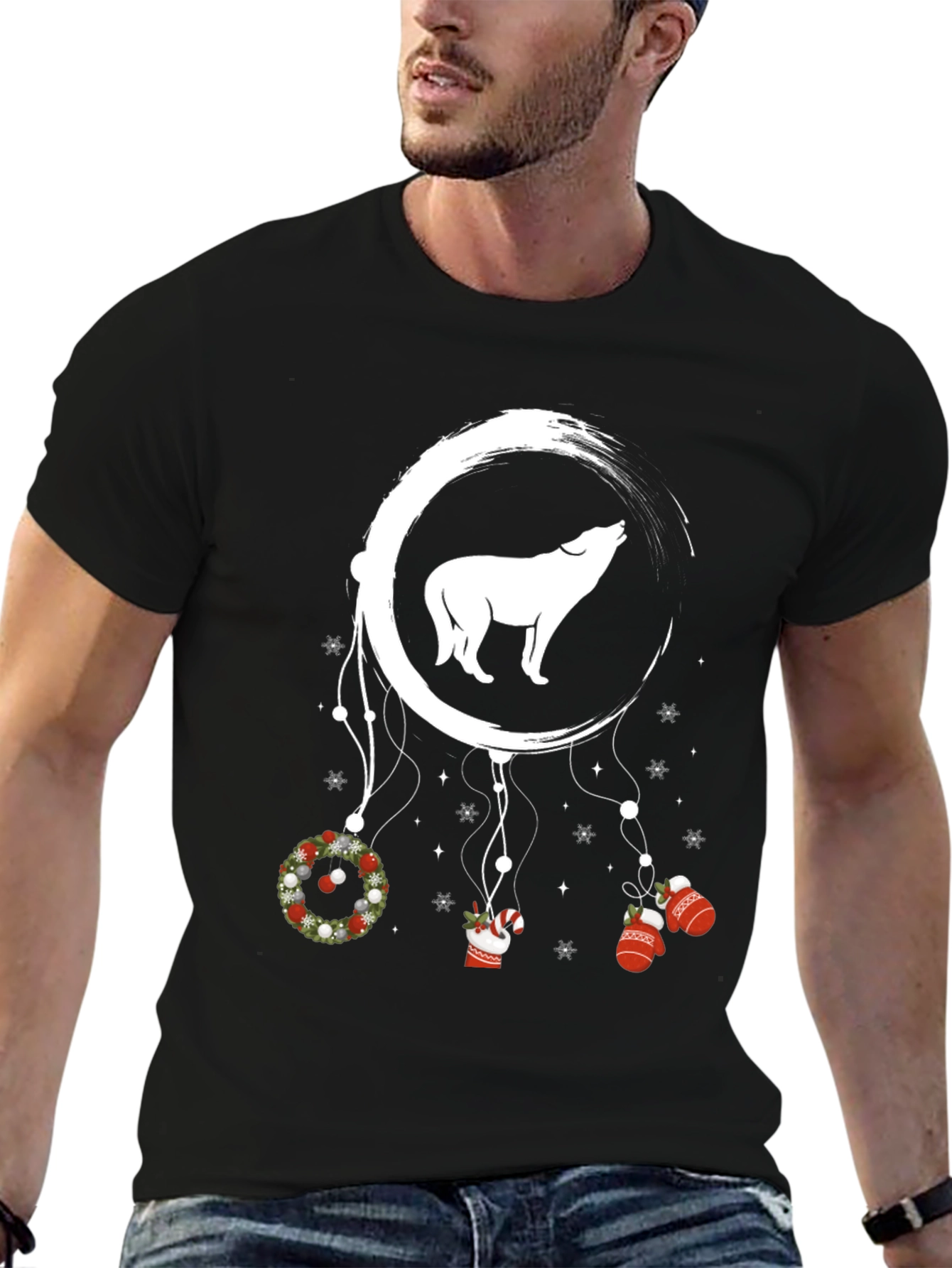 Wolf Dreamcatcher Christmas T-Shirt