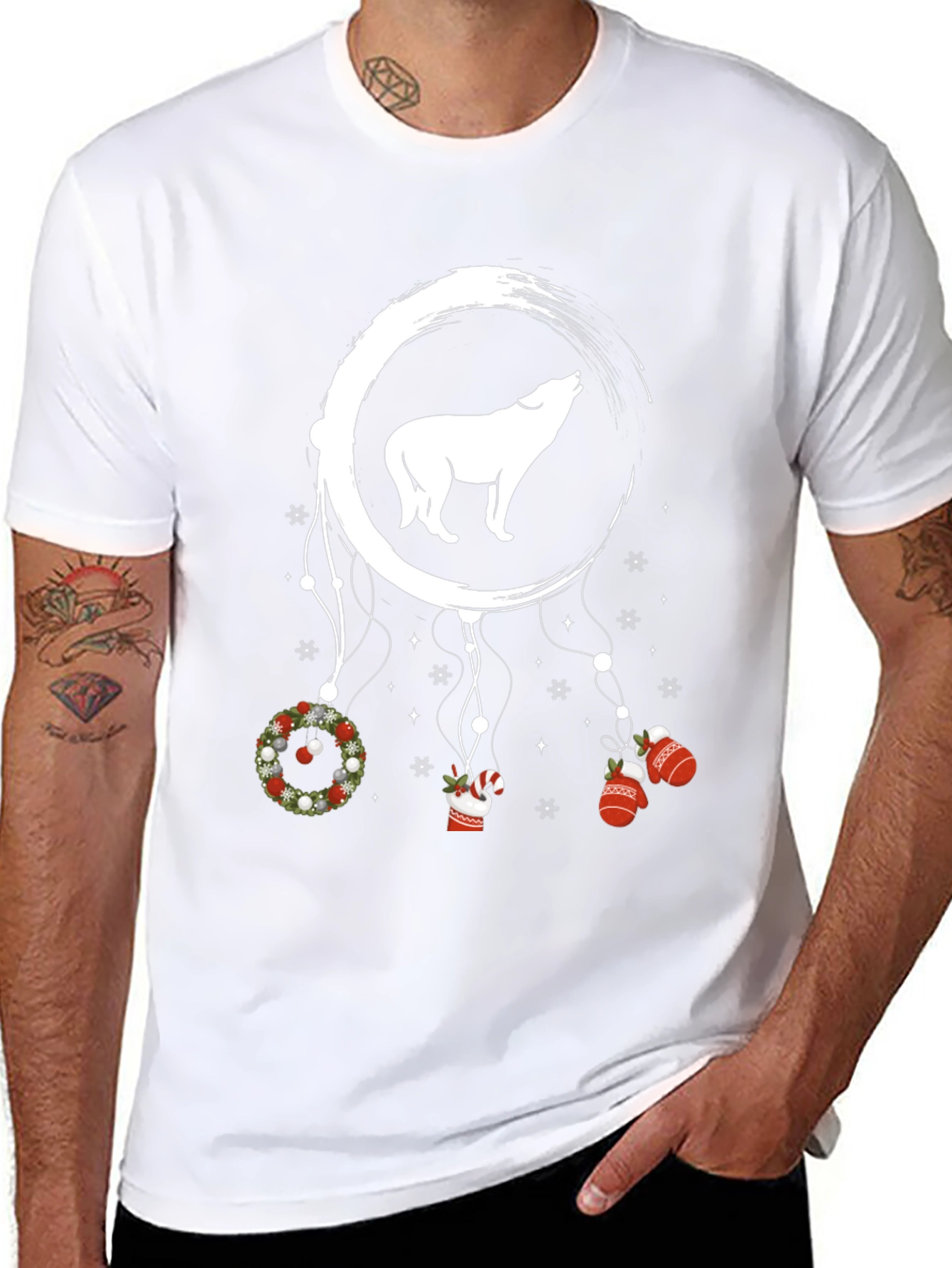 Wolf Dreamcatcher Christmas T-Shirt