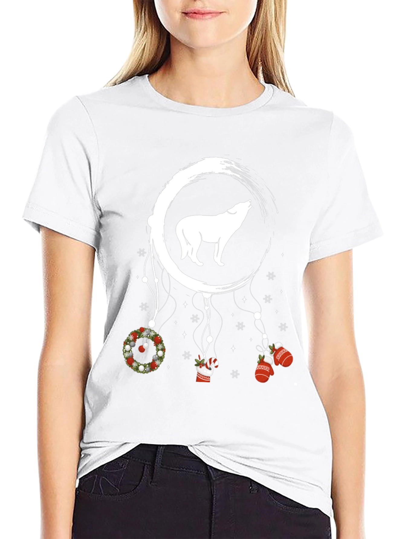Wolf Dreamcatcher Christmas T-Shirt