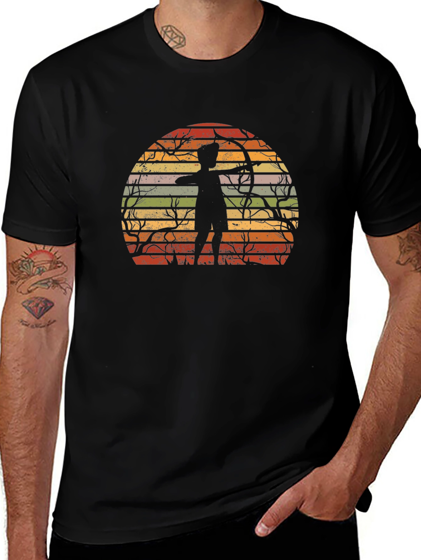 Archery Sunset Graphic Tee - Retro Style