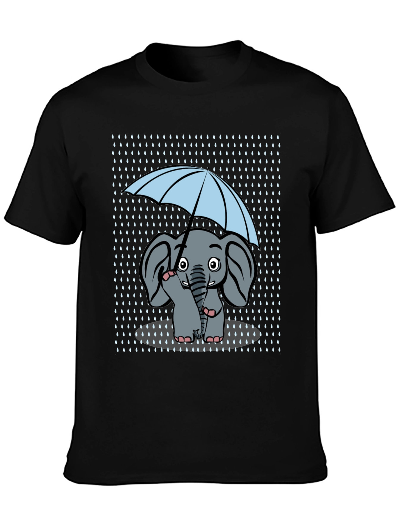 Elephant Umbrella T-Shirt Cute Cartoon Design