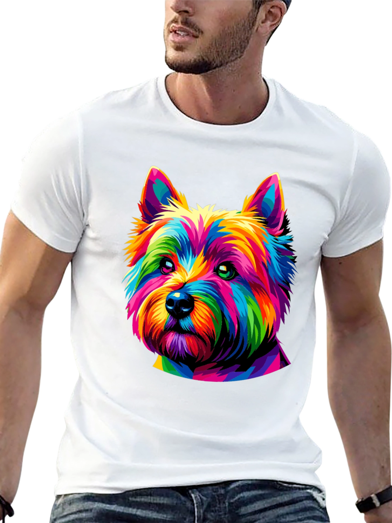 Rainbow Dog Graphic Tee - Mens Black T-Shirt