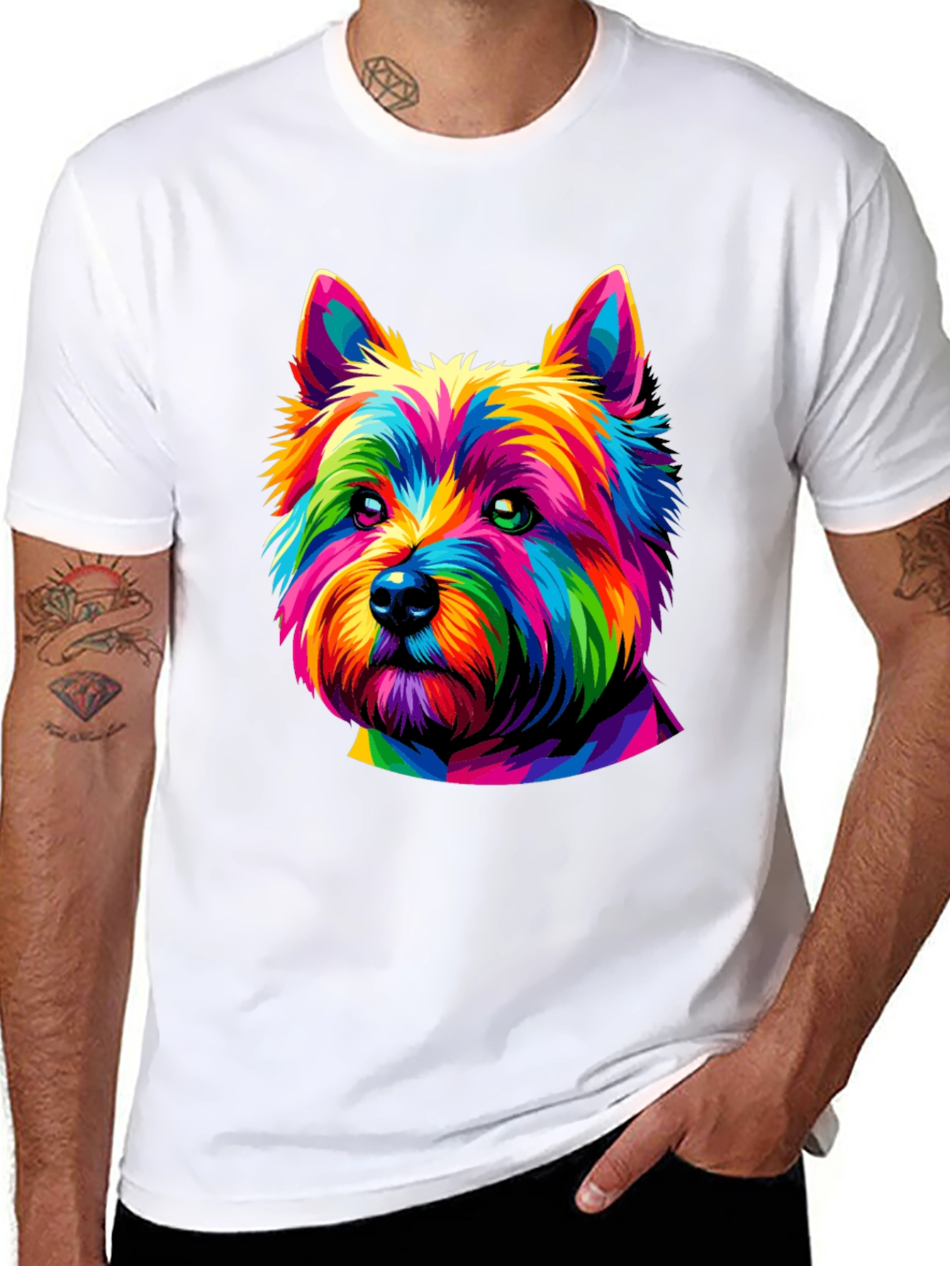 Rainbow Dog Graphic Tee - Mens Black T-Shirt