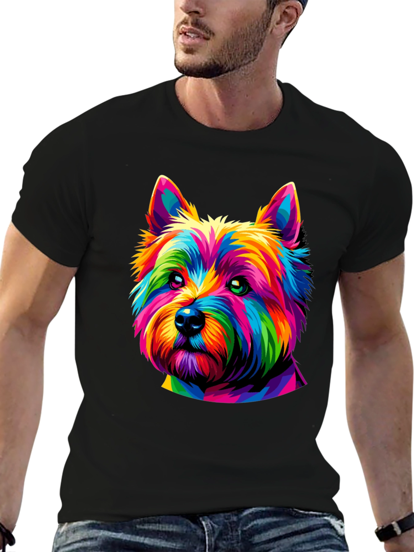 Rainbow Dog Graphic Tee - Mens Black T-Shirt